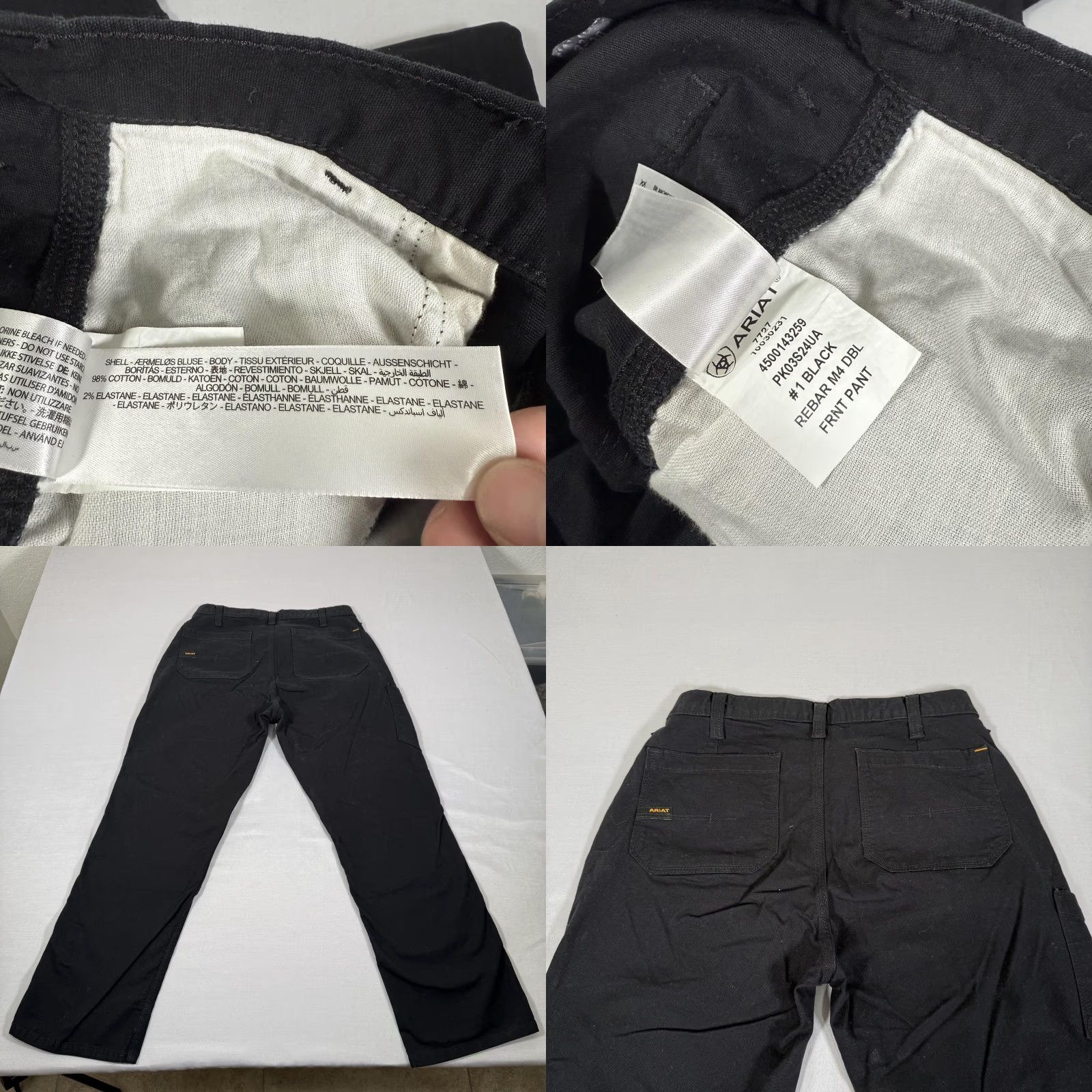 Ariat Ariat Rebar M4 Relaxed Straight Work Carpenter Pants 33x30 Black Mens/Regular Size with Cargo Pockets, Canvas, Zip Fly, Stretch, Utility Size US 33 - 9 Thumbnail