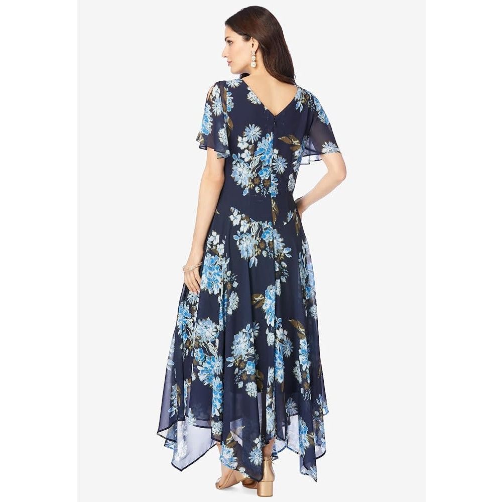 Other NWT Roaman's Black Blue Floral Maxi Dress Formal Gown Sz 22 Size 3XL / US 20-22 - 3 Thumbnail
