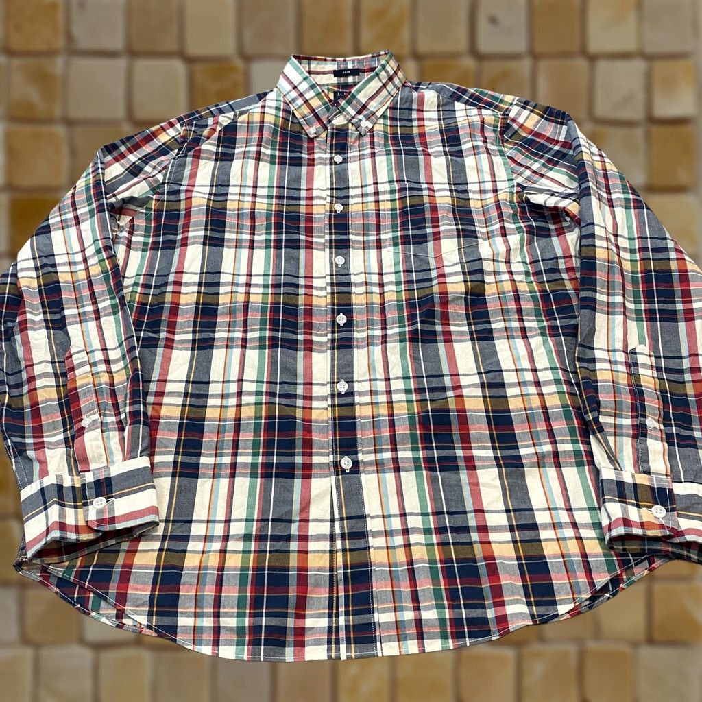J.Crew J Crew Shirt Mens Large Multicolor Plaid Button Down Slim Flex Washed Casual Size US L / EU 52-54 / 3 - 1 Thumbnail