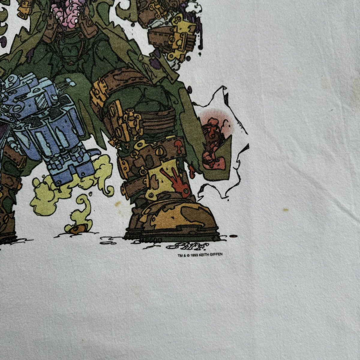 Vintage 90s Keith Giffen Trencher Gun Shot Art Shirt ERD Grunge Size US XL / EU 56 / 4 - 6 Thumbnail