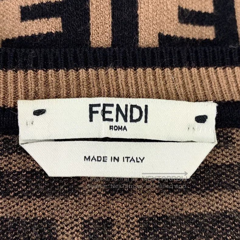 Fendi Fendi Dark brown logo letter all-over print round neck lon Size 4XL / US 24-26 - 5 Thumbnail