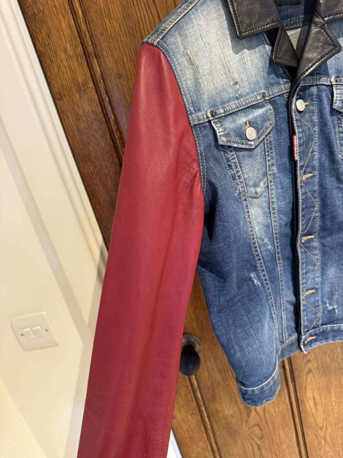 Dsquared2 SS14 Dsquared2 leather sleeve denim jacket collar 50 Grail Size US M / EU 48-50 / 2 - 12 Thumbnail