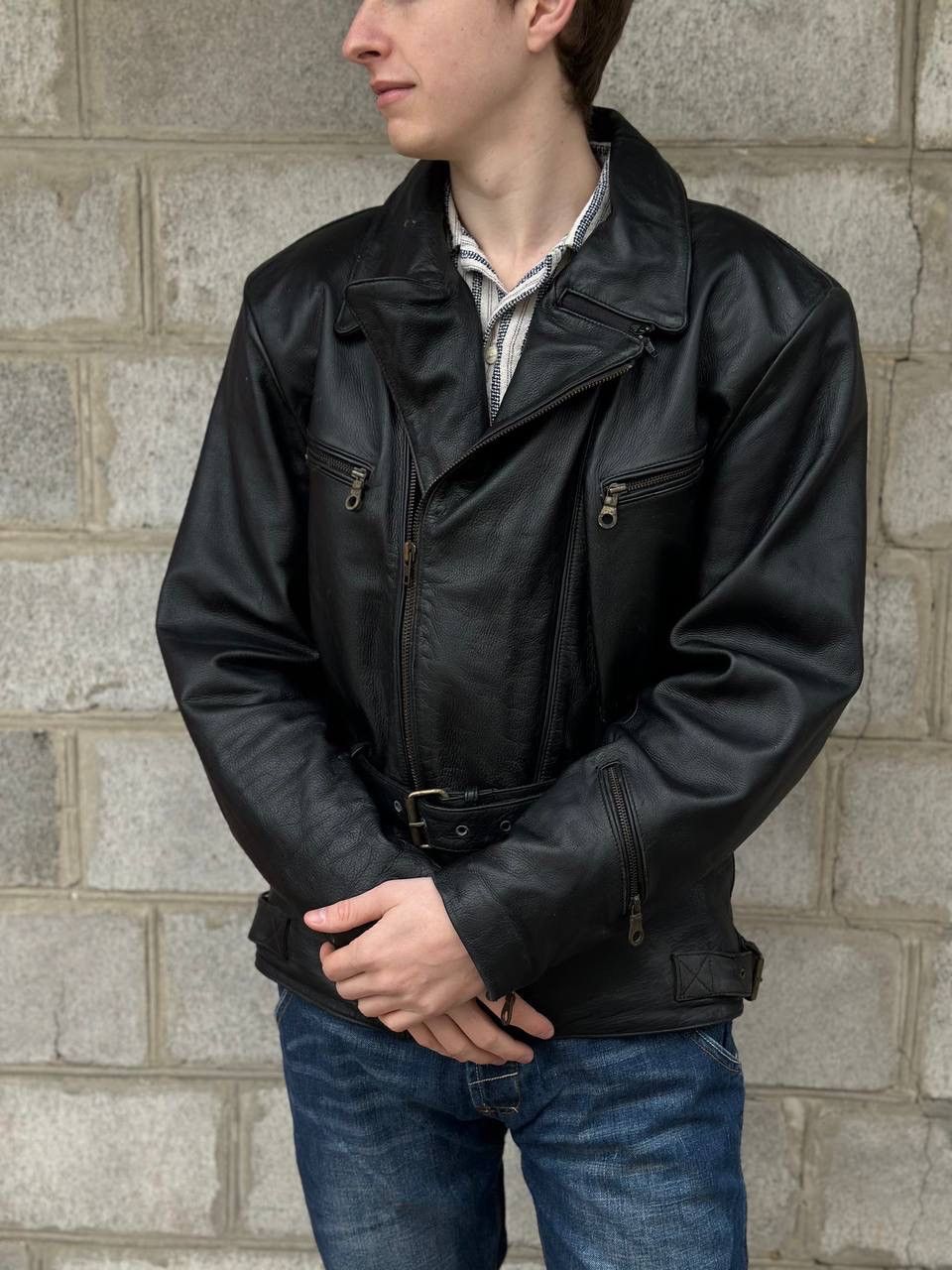 Cowboy Equipment VTG 90s Western Leather Moto Jacket Size L Sanmaru Y2K USA Size US L / EU 52-54 / 3 - 3 Thumbnail