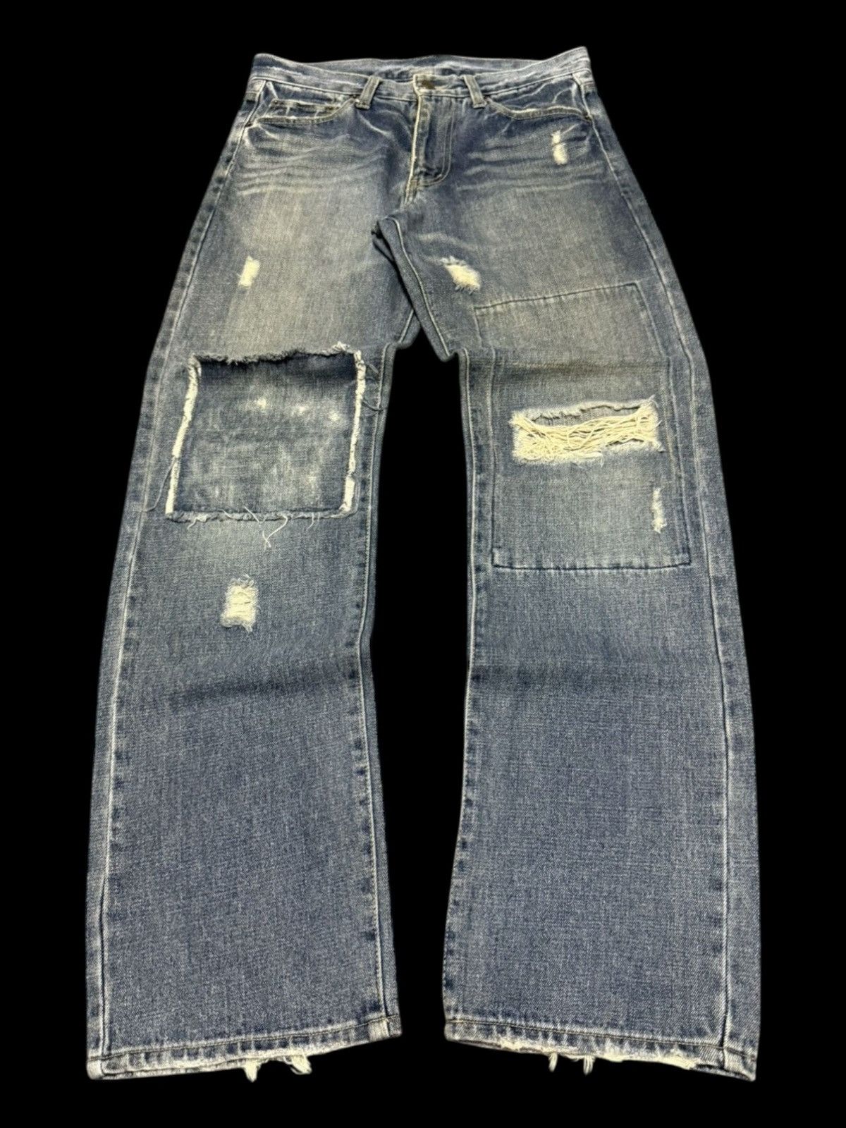 Japanese Brand Distressed Patch Work Japanese Grunge Denim Pants Size US 30 / EU 46 - 1 Thumbnail
