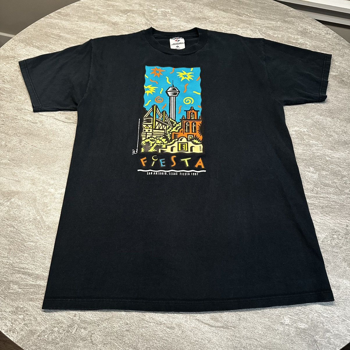 Jerzees × Vintage Vintage 1997 Fiesta San Antonio Party 90s Festive Fun Shirt Size US L / EU 52-54 / 3 - 1 Thumbnail