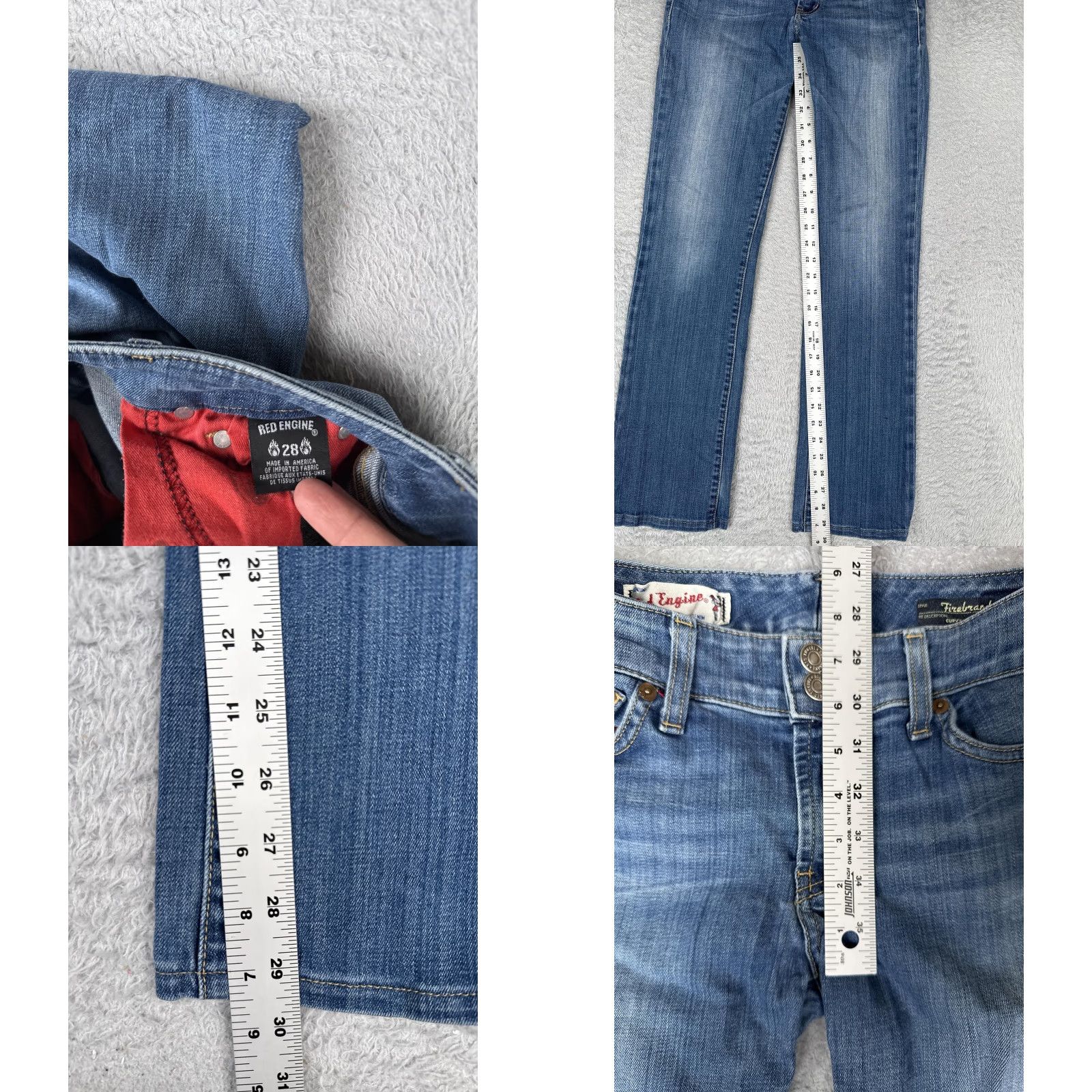 Vintage Red Engine Firebrand Jeans Womens 28 Blue Curvy Fit Bootcut Medium Wash 26x30 Jeans Size 28" / US 6 / IT 42 - 8 Thumbnail