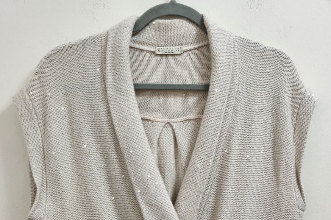 Brunello Cucinelli Brunello Cucinelli Sleeveless Shawl Cardigan Speckled Size M / US 6-8 / IT 42-44 - 4 Thumbnail