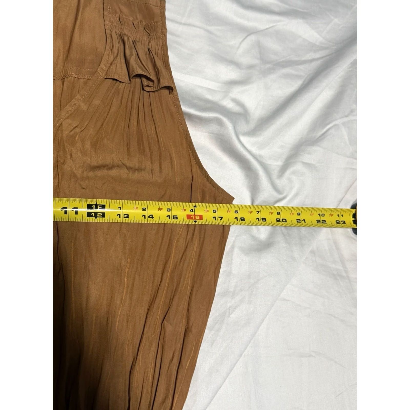 Ramy Brook Ramy Brook Dress CARA Mini Silky Satin Light Cognac Brown M Sleeveless V-Neck Ruched Embroidered Crochet A-Line Shift Floral Lined Size M / US 6-8 / IT 42-44 - 5 Thumbnail