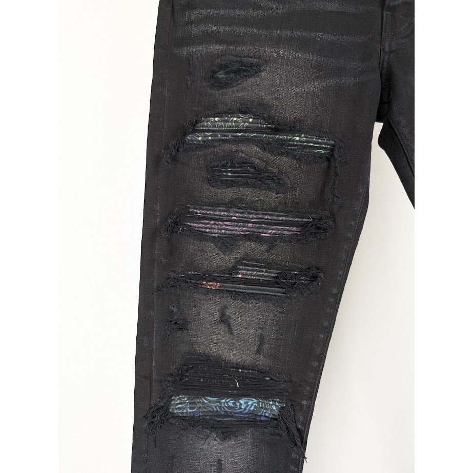Amiri o1rshd1 Rainbow Paisley Thrasher Jeans in Aged Black Size US 34 / EU 50 - 6 Thumbnail