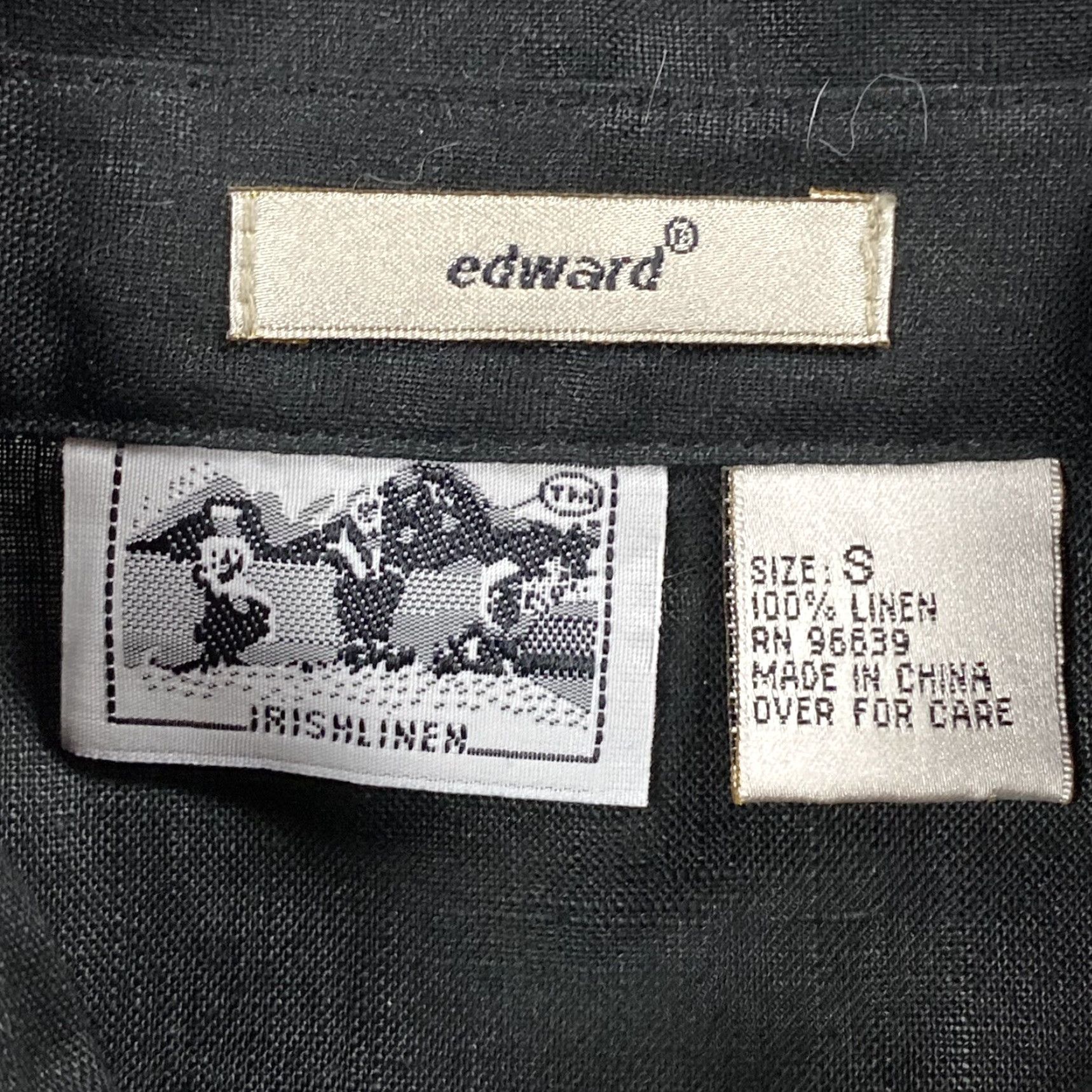 Vintage VINTAGE Edward Black Linen Button-Up Shirt Sz S, Long Sleeve, Embroidered, Classic Fit, Womens Size S / US 4 / IT 40 - 4 Thumbnail