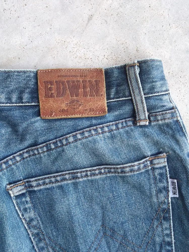 Japanese Brand Vintage Edwin Faded Blue Distressed Jeans 33x30 Size US 33 - 3 Thumbnail