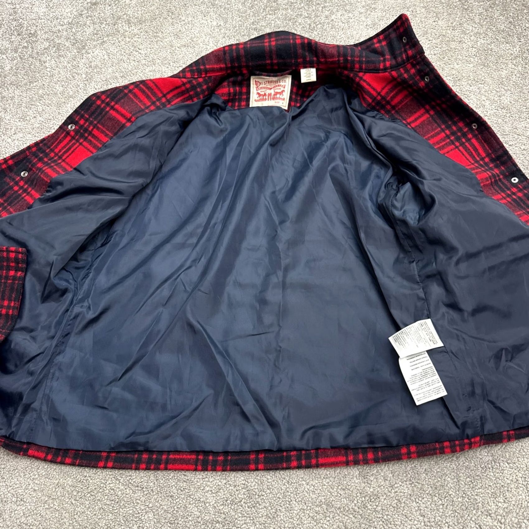 Levi's Levi's Field Jacket Womens Small Black Red Buffalo Plaid Cinch Waist Wool Blend Size S / US 4 / IT 40 - 3 Thumbnail