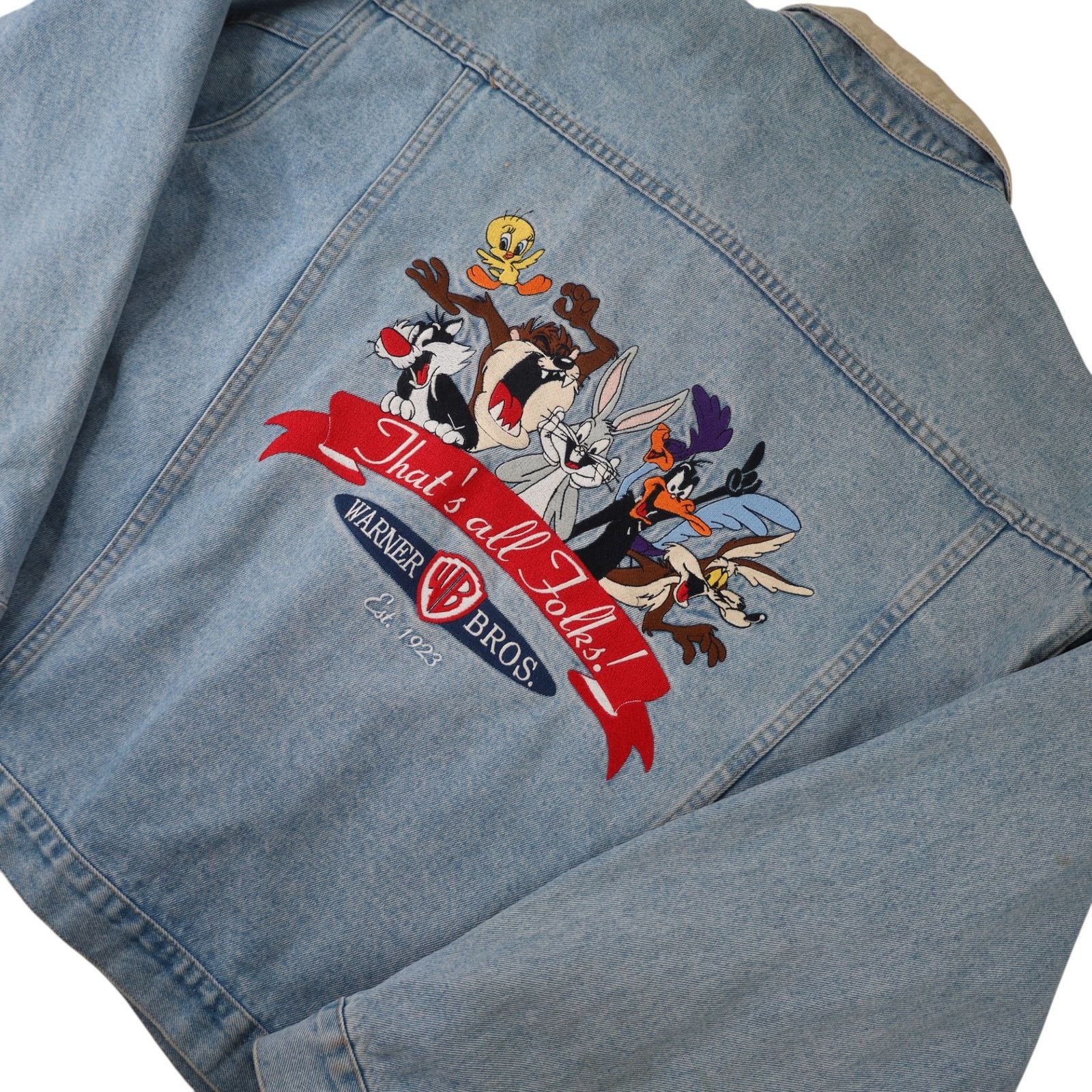 Vintage Vintage Looney Tunes "Thats all Folks" Denim Jacket Size US L / EU 52-54 / 3 - 10 Thumbnail