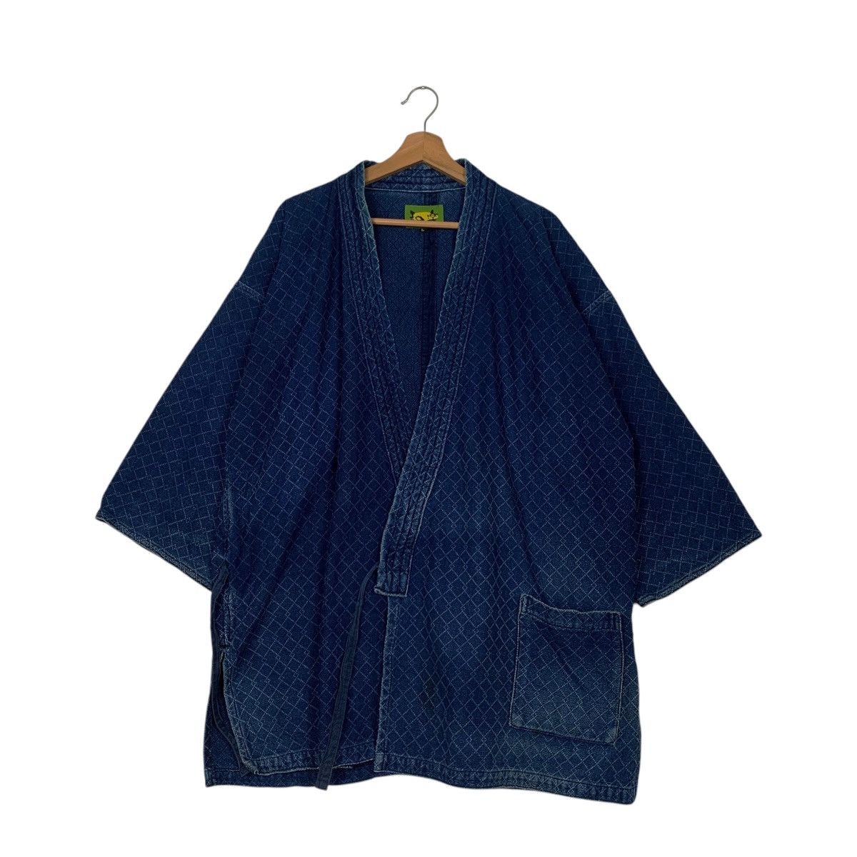 Vintage 90's Blue Indigo Sashiko Thick Weave Kimono #2742-C123 Size US L / EU 52-54 / 3 - 1 Thumbnail