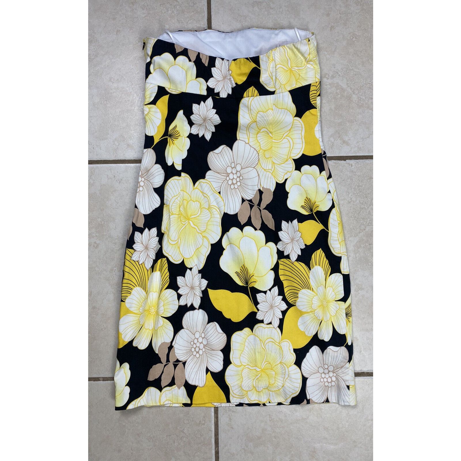 Other VTG Caché Floral Yellow Black White Strapless Dress USA Y2K Size XS / US 0-2 / IT 36-38 - 3 Thumbnail