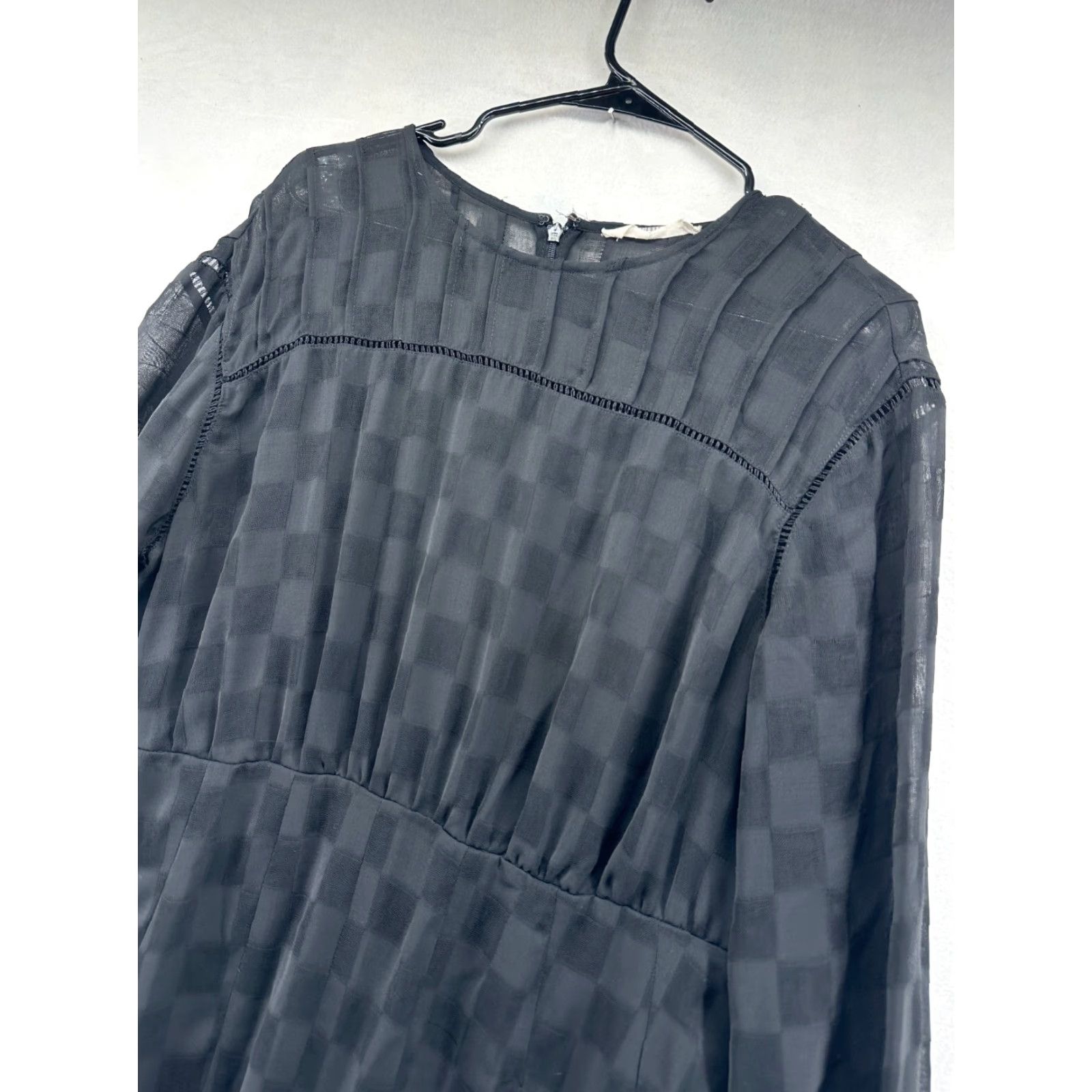 Vintage Stevie May Nuance Mini Dress Black Women's 2XL Check Long Sleeve Back Zip Dress Size XXL / US 16-18 / IT 52-54 - 3 Thumbnail