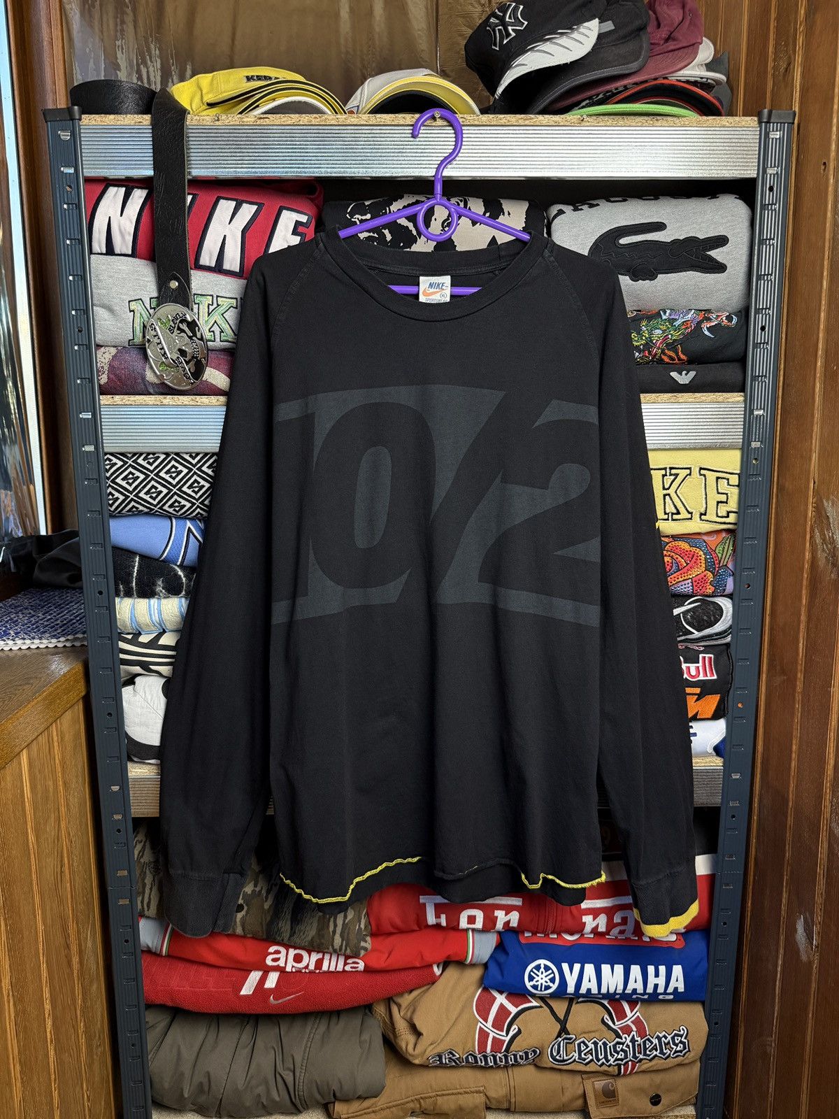 Vintage 00s Nike 10/2 Yellow Logo Tee Shirt Long Sleeve