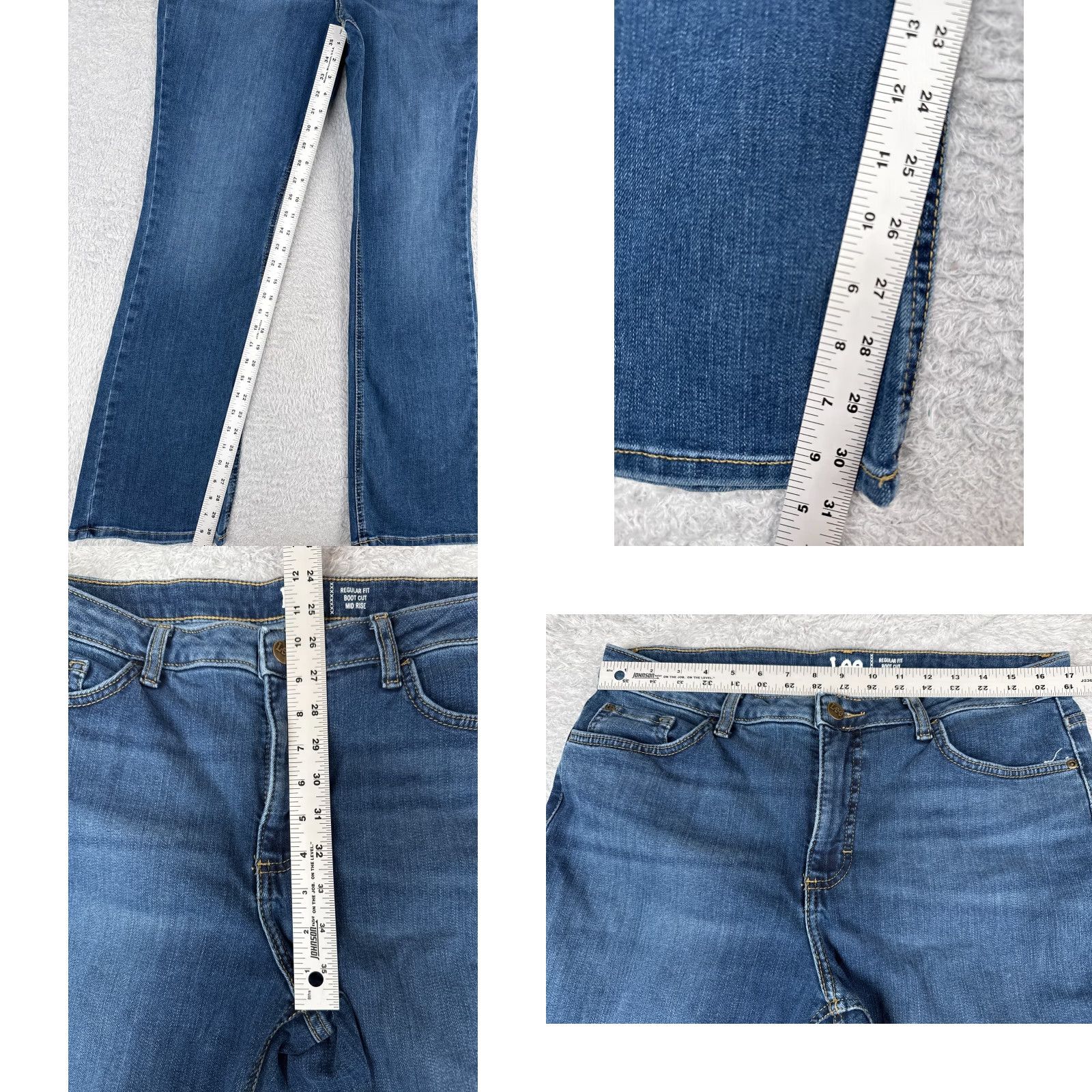 Lee Lee Jeans Womens 14 Blue Denim Bootcut Mid Rise Regular Fit 34x31 Cotton Blend Adv Size 36" / US 14 / IT 50 - 8 Thumbnail