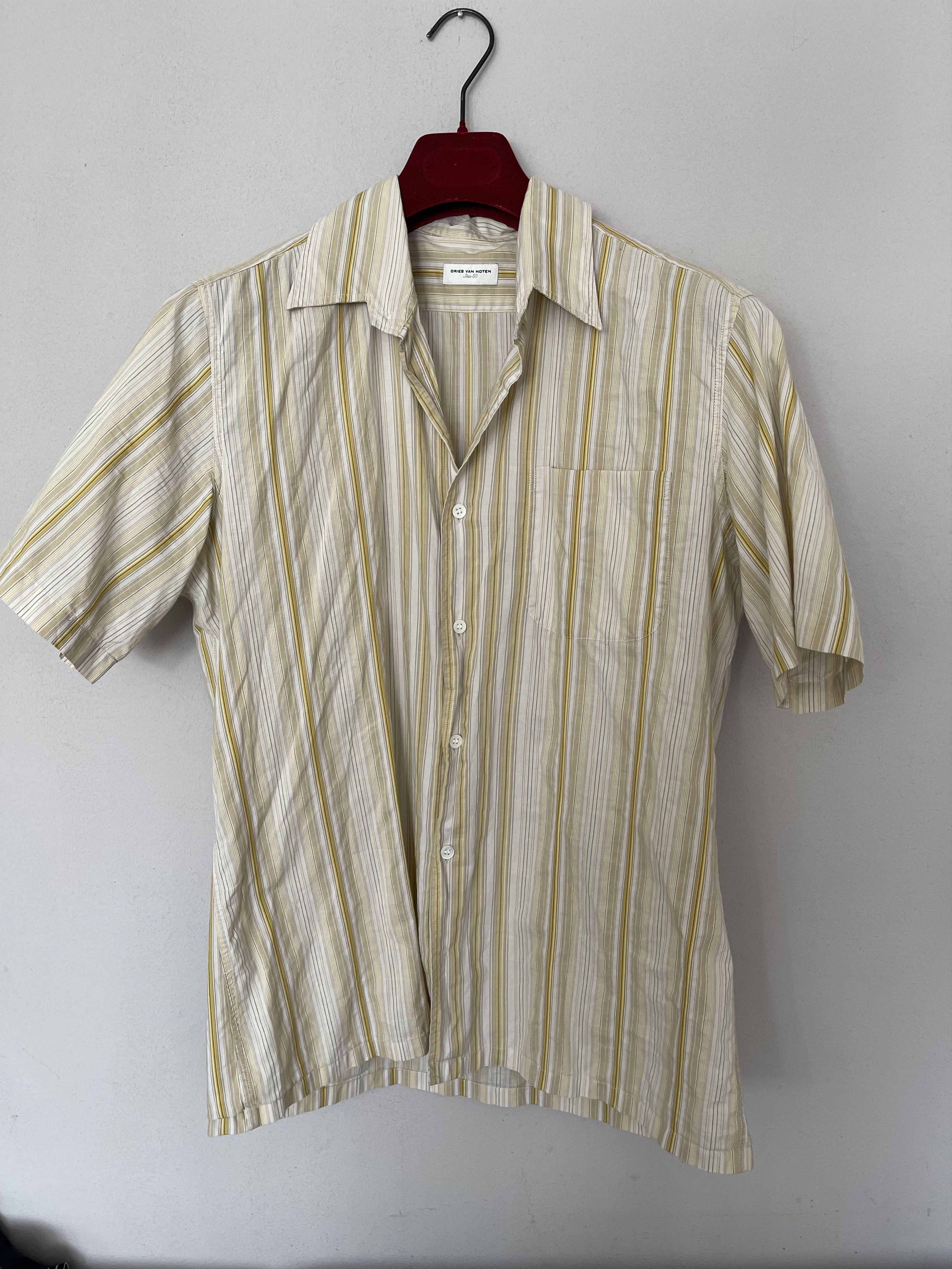 Light Summer Shirt Yellow-beige striped