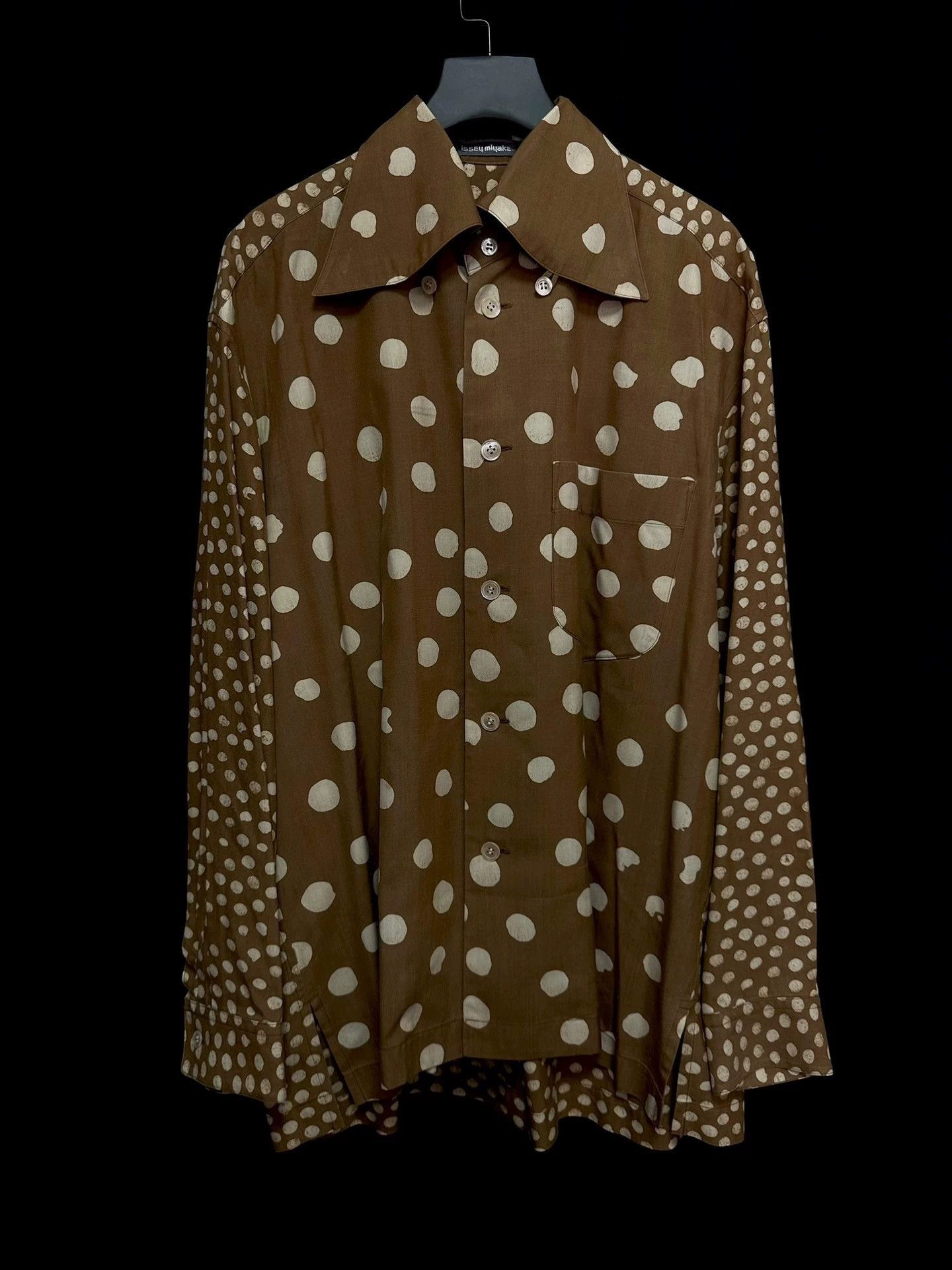 Issey Miyake Brown Polka Dot Long Sleeve Button-Up Shirt Size US L / EU 52-54 / 3 - 1 Thumbnail