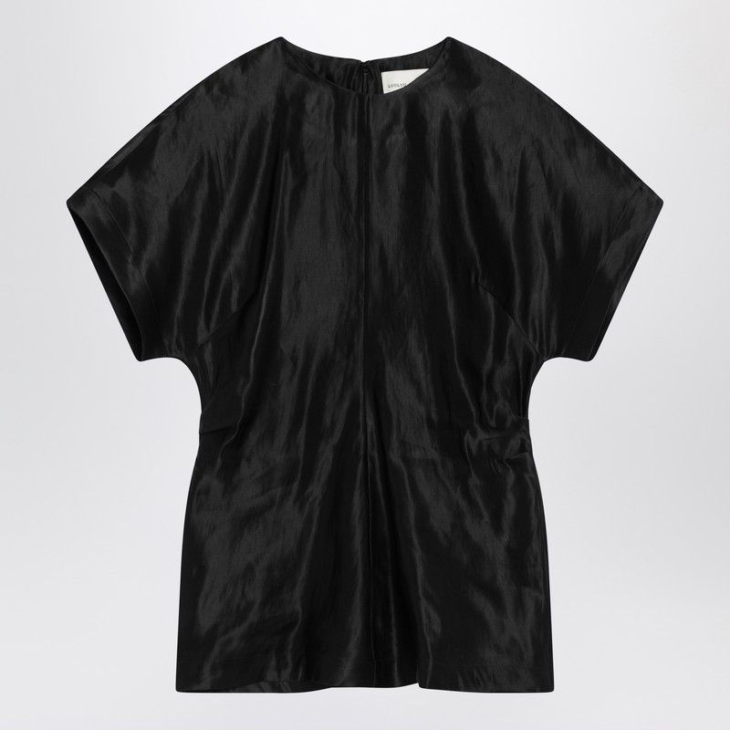 Loulou de Saison Loulou De Saison Black T-Shirt In Linen And Silk Size M / US 6-8 / IT 42-44 - 1 Thumbnail