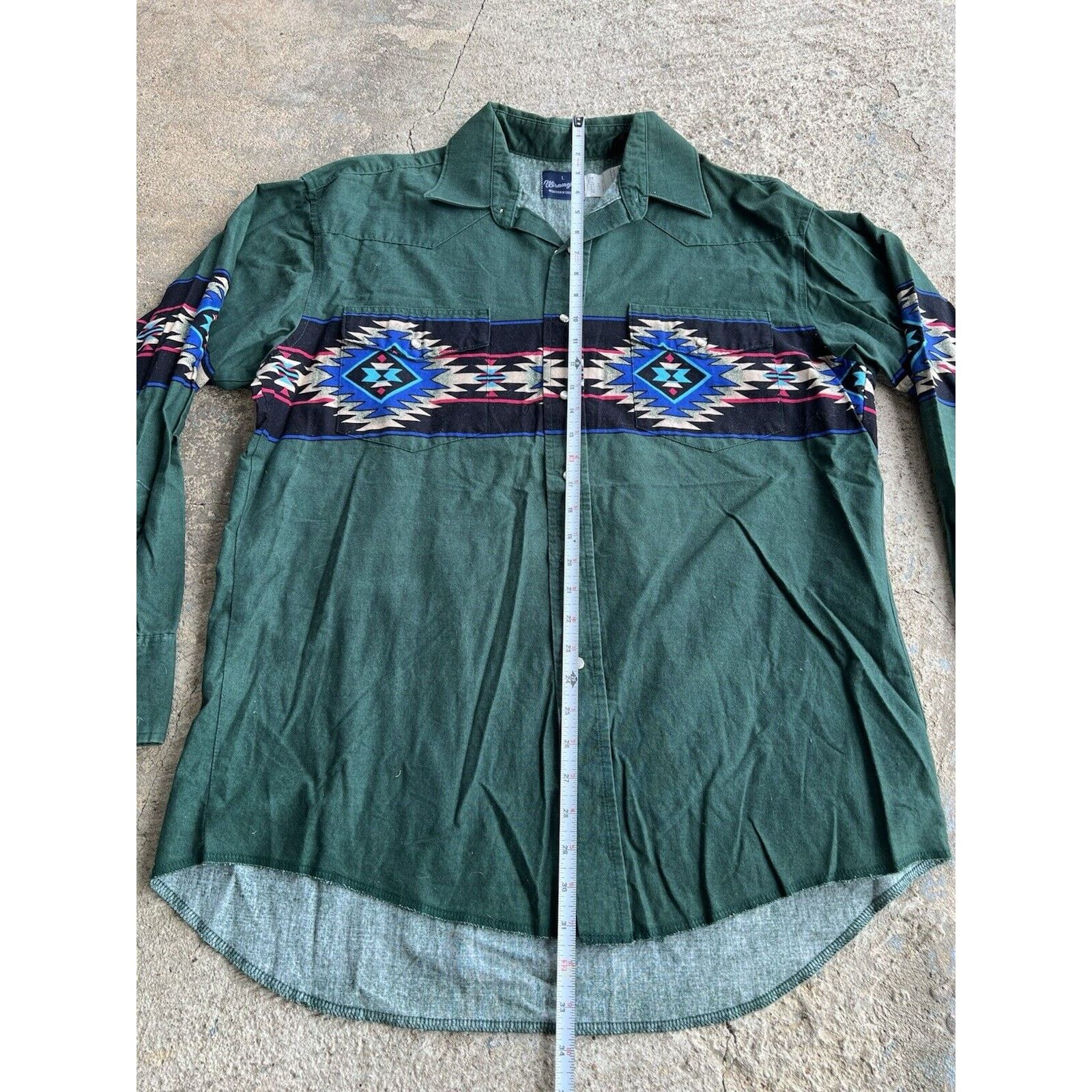 Wrangler Vintage Wrangler Green Western Aztec Pearl Snap Shirt XL Size US XL / EU 56 / 4 - 5 Thumbnail