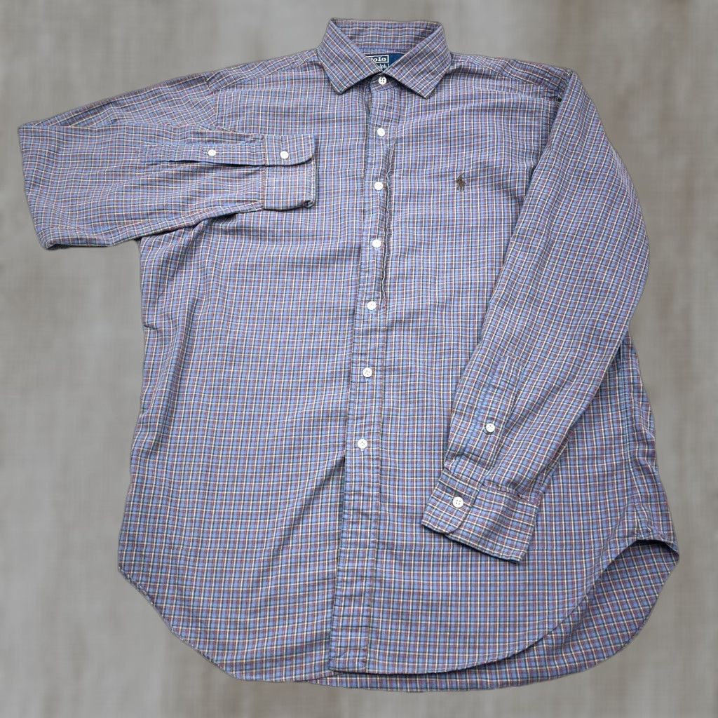 Polo Ralph Lauren VINTAGE Polo Ralph Lauren Flannel Shirt Men Large Blue Brown Button Up Stanton Plaid A11 Size US L / EU 52-54 / 3 - 1 Thumbnail