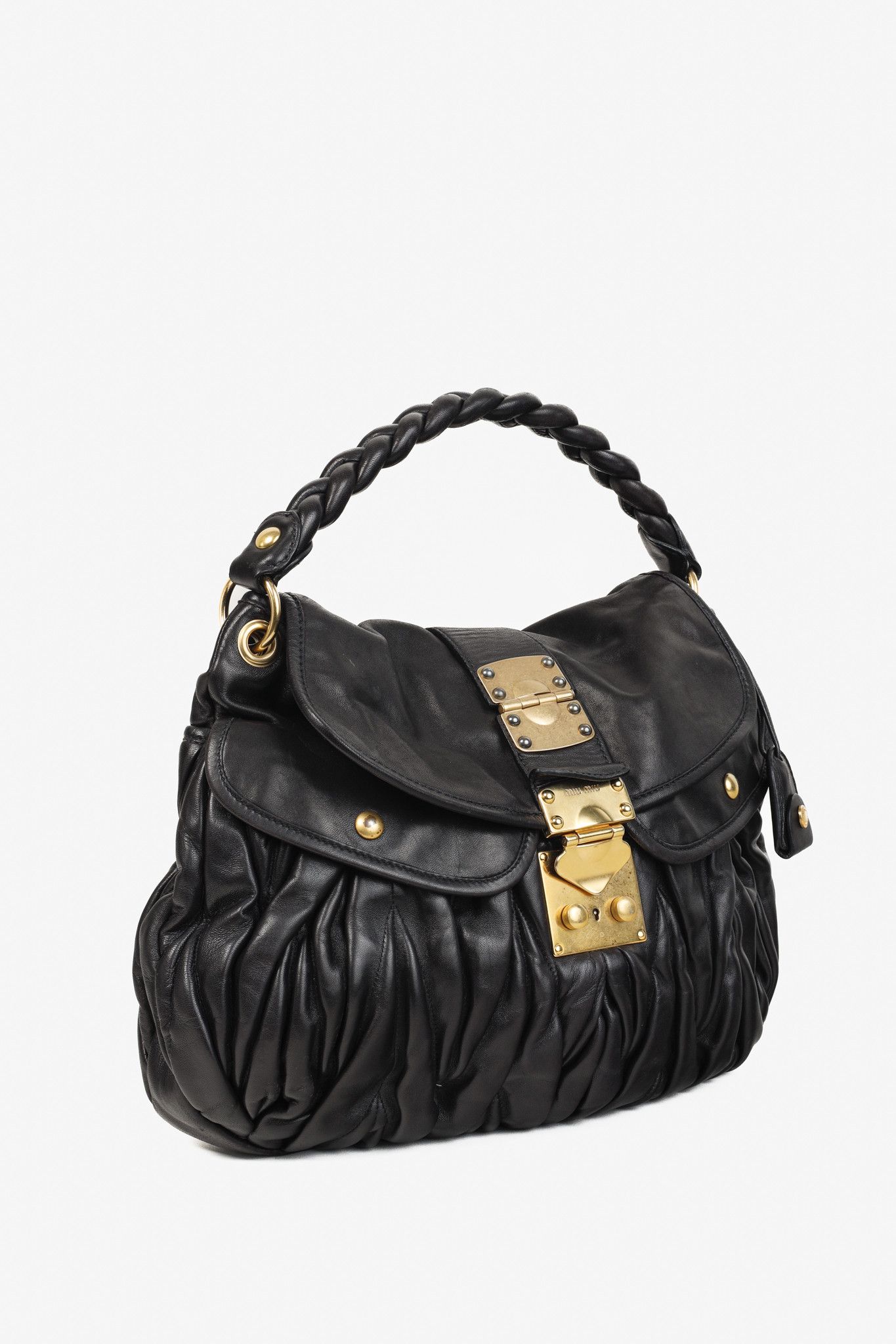 Miu Miu MIU MIU Black Nappa Matelasse Coffer Hobo Bag Size ONE SIZE - 2 Thumbnail
