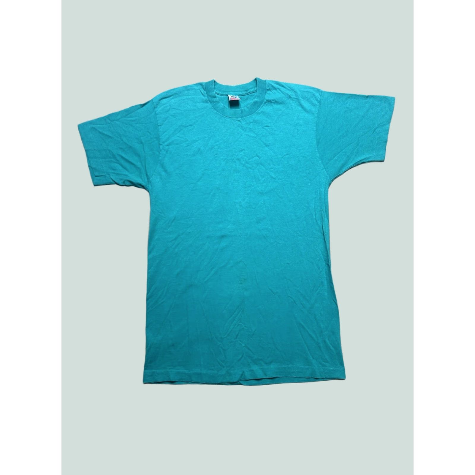Fruit Of The Loom VINTAGE 90s Fruit of the Loom T-Shirt Teal Turquoise Cotton Large Men Mens Blue Regular Shirt Size US L / EU 52-54 / 3 - 1 Thumbnail