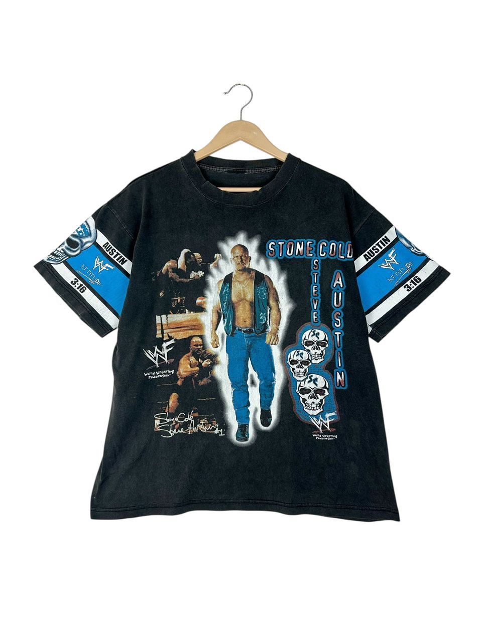 WWF Rare Design! Vintage 90s Stone Cold Steve Austin , Size US L / EU 52-54 / 3 - 1 Thumbnail