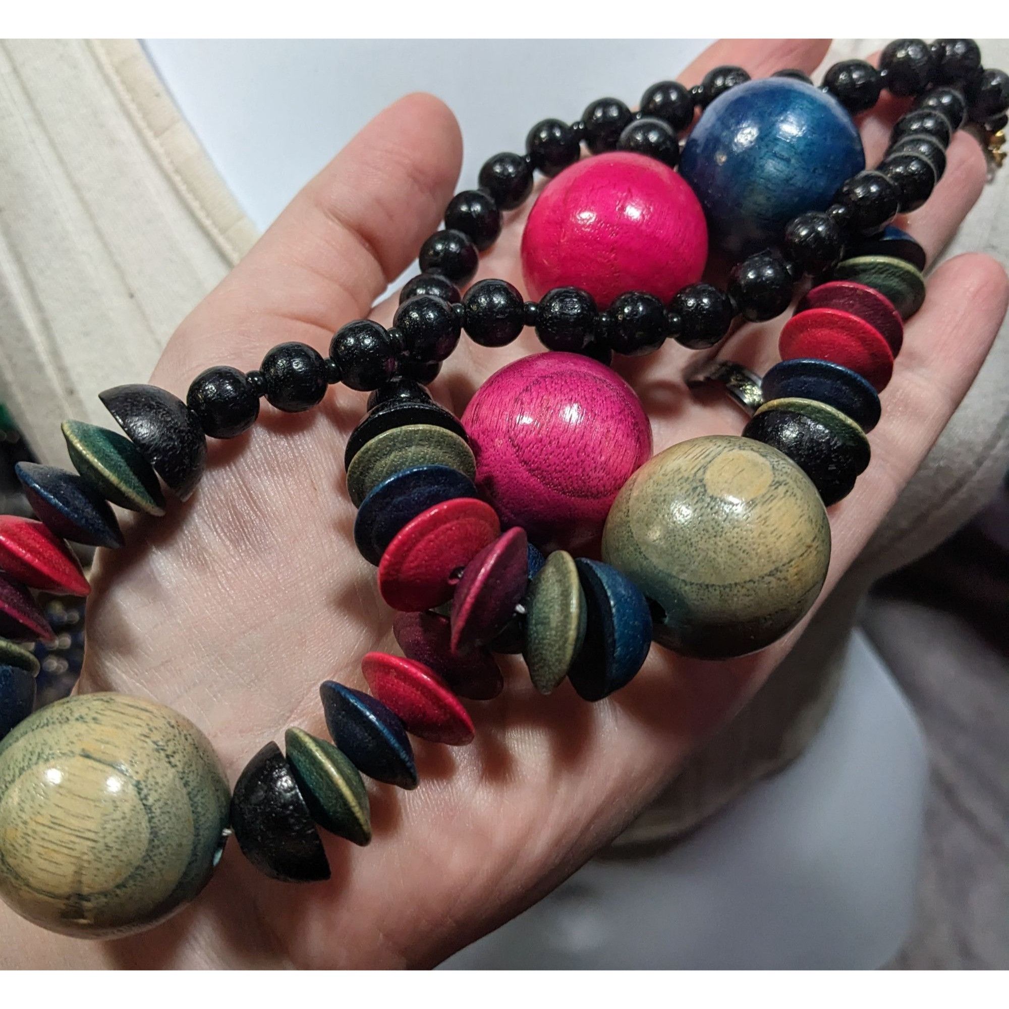 Other Vintage Rainbow Stained Wood Beaded Necklace Size ONE SIZE - 5 Thumbnail