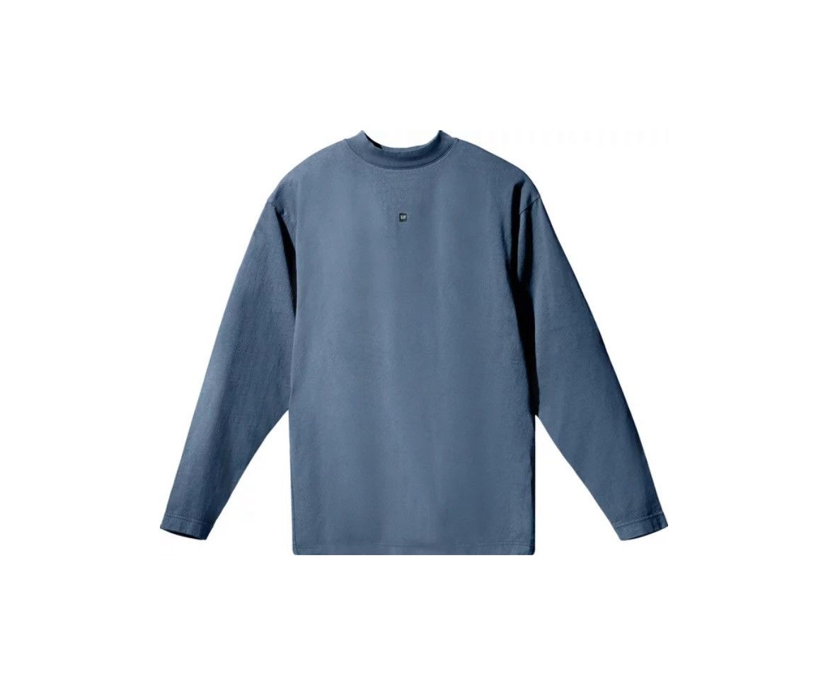 image of Yeezy Gap Engineered By Balenciaga Logo Long Sleeve Tee in Navy, Men's (Size XS)