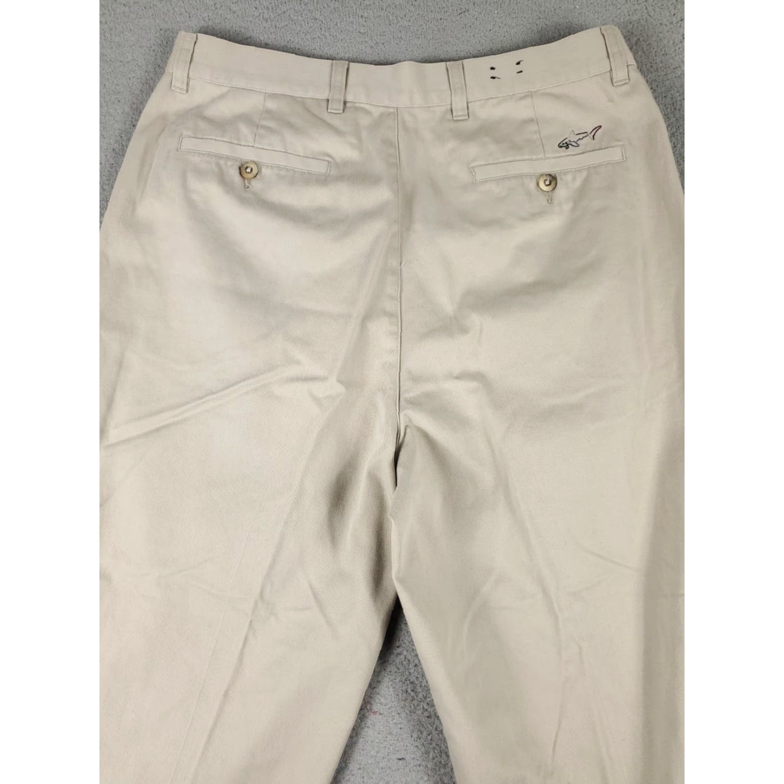 Vintage Greg Norman Chino Pants Mens 35x30 Beige Pleated Casual Trousers Size US 35 - 7 Thumbnail