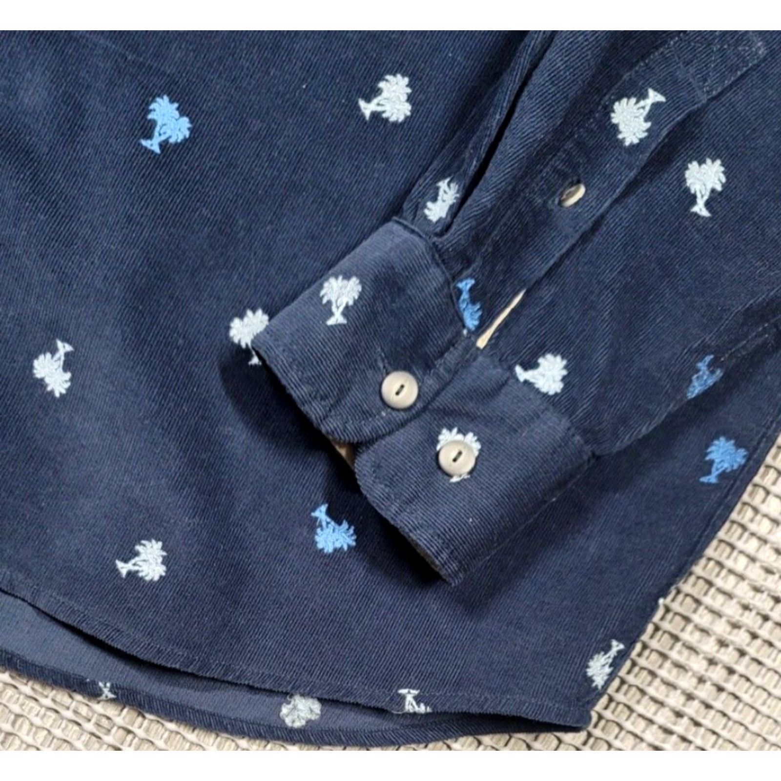 Tommy Bahama Tommy Bahama Button-Up Mens Blue Corduroy Long Sleeve Embroidered Palm Trees XL Size US XL / EU 56 / 4 - 7 Thumbnail