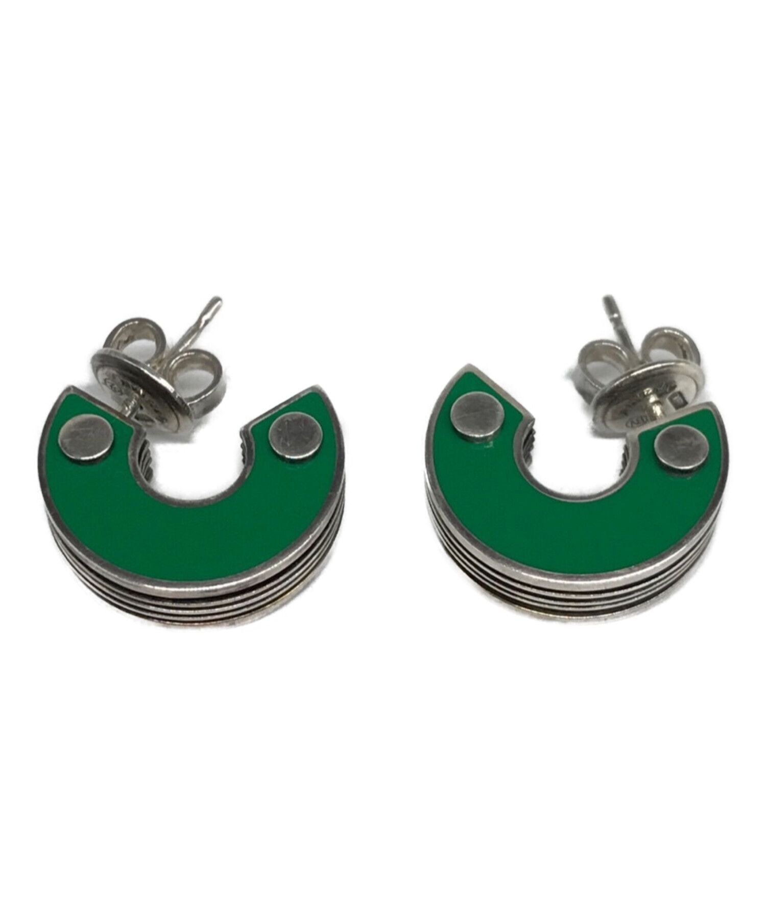 Bottega Veneta BOTTEGA VENETA Bolt round green Sterling silver earrings q Size ONE SIZE - 1 Thumbnail