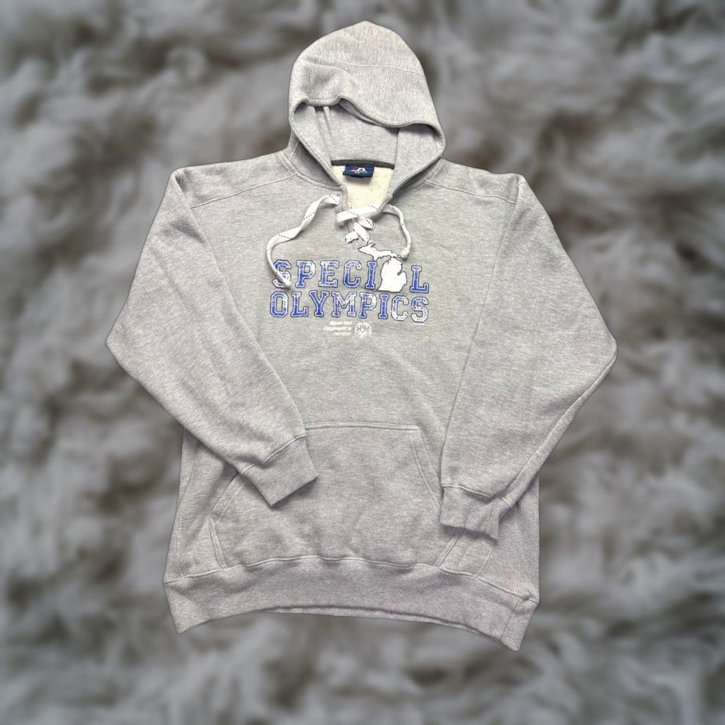 Vintage Special Olympics Michigan Hoodie Mens XL Gray Pullover J America Sweatshirt Size US XL / EU 56 / 4 - 1 Thumbnail