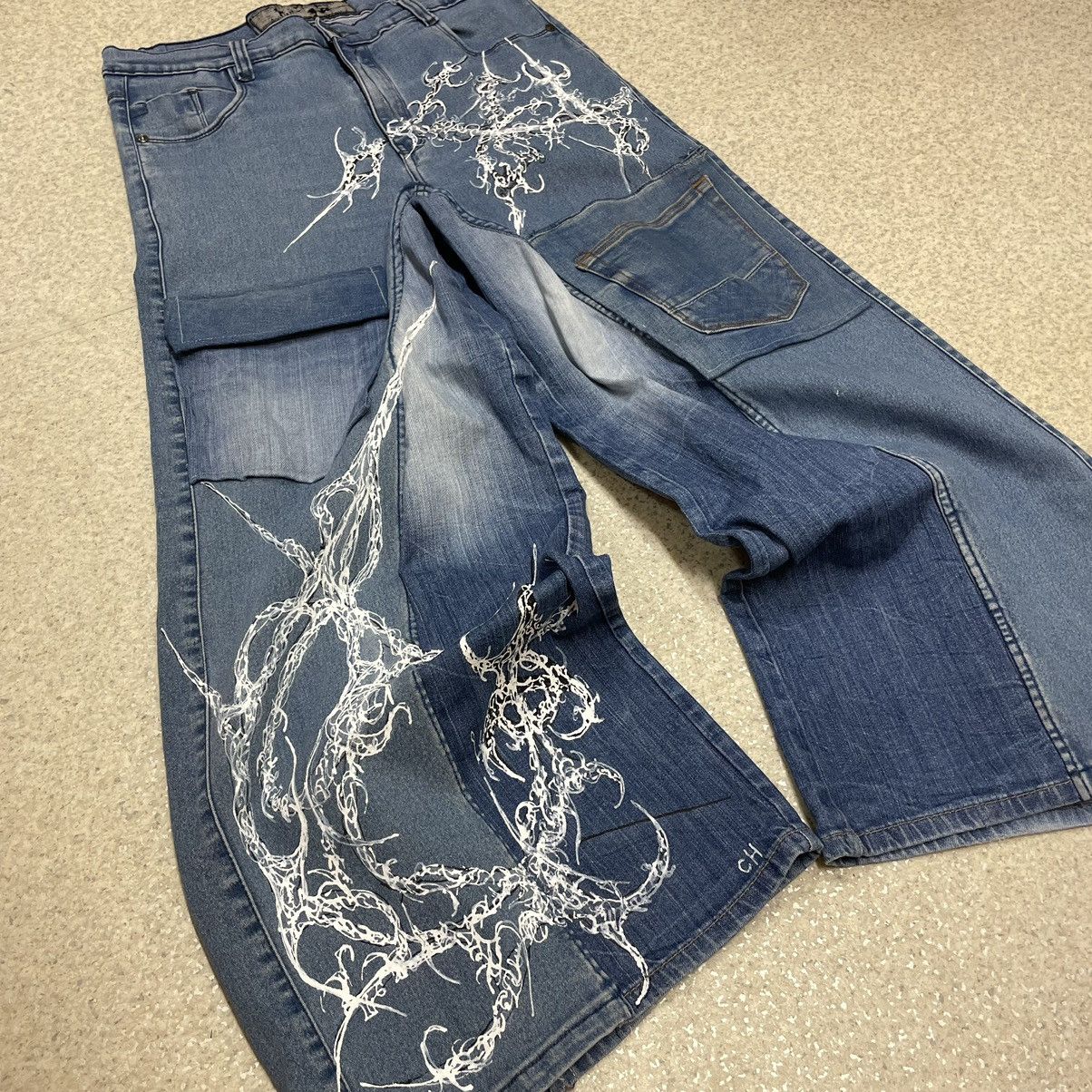 JNCO × Japanese Brand 💥rare wide streetwear handmade Pants 💥 Size US 31 - 2 Thumbnail