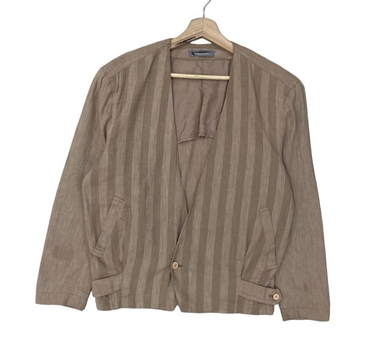 Issey Miyake 🔥Vintage 80s Issey Miyake Men Stripes Single Button Jacket Size US S / EU 44-46 / 1 - 5 Thumbnail