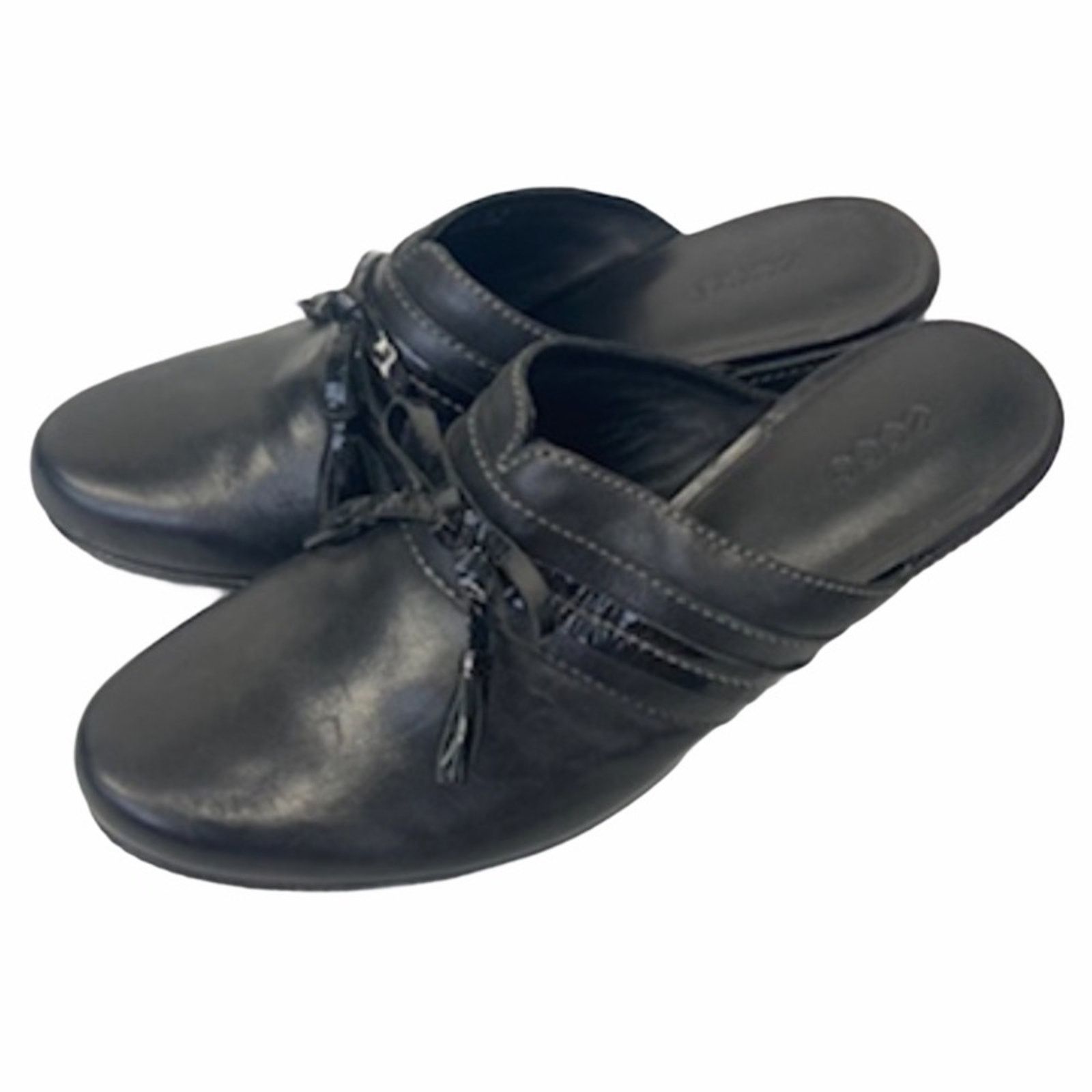 Ecco Ecco Black Leather Slip On Heel Clogs Sz 7.5 Size US 7.5 / IT 37.5 - 3 Thumbnail