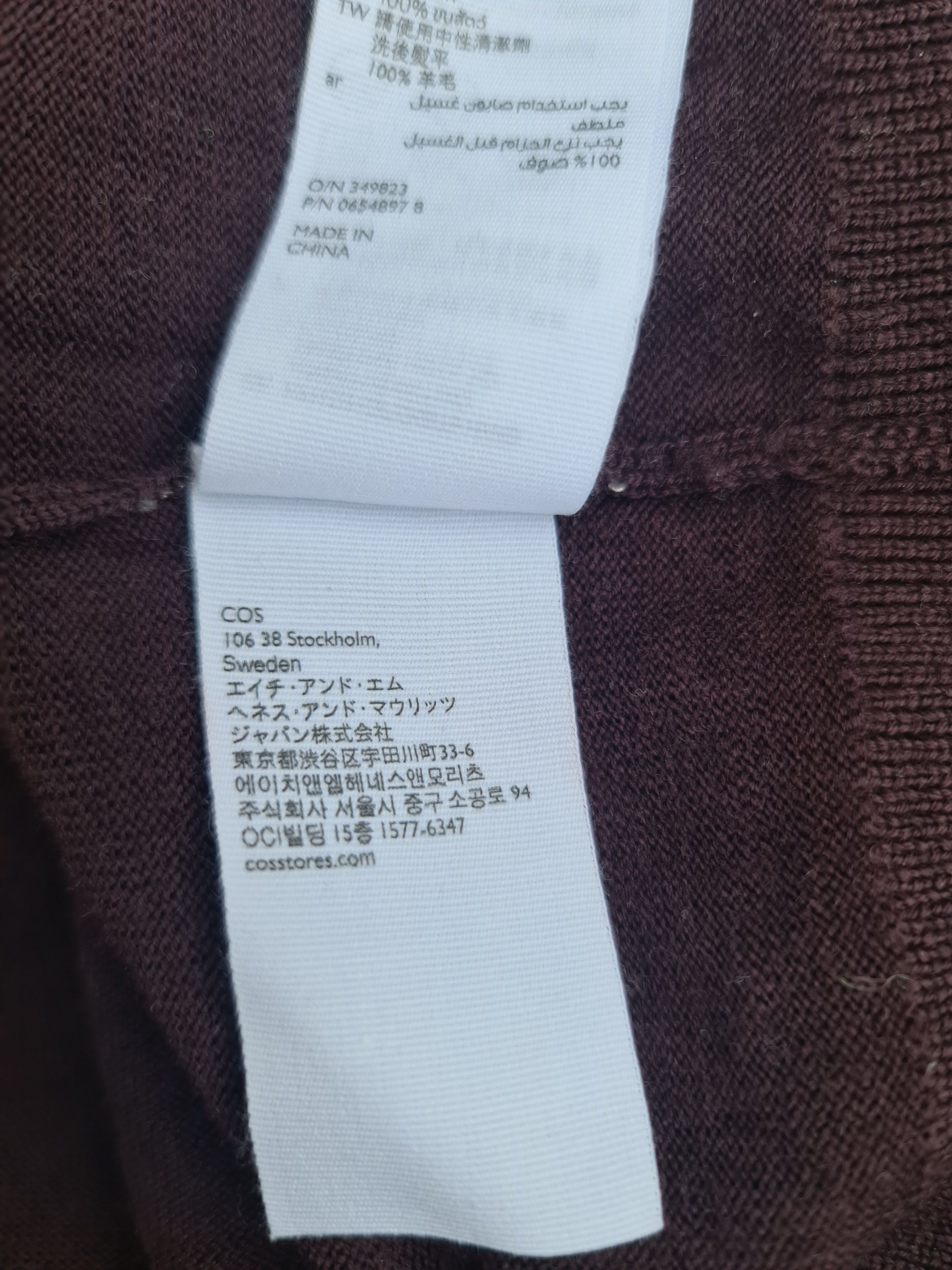 Cos Cos Mens Burgundy Wool Sweater Size US M / EU 48-50 / 2 - 7 Thumbnail