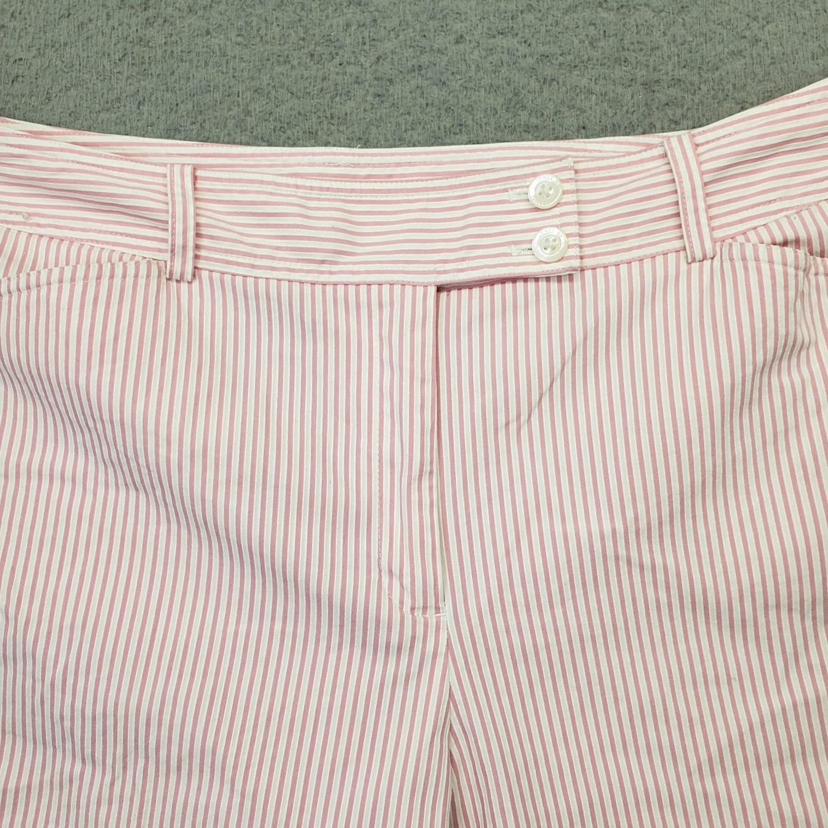 Jones New York Jones New York Cropped Pants Womens Size 16 Multicolor Striped Cotton Stretch Ankle Slit - Casual Workwear, Regular, Inseam 24.25" Size 38" / US 16 / IT 52 - 3 Thumbnail