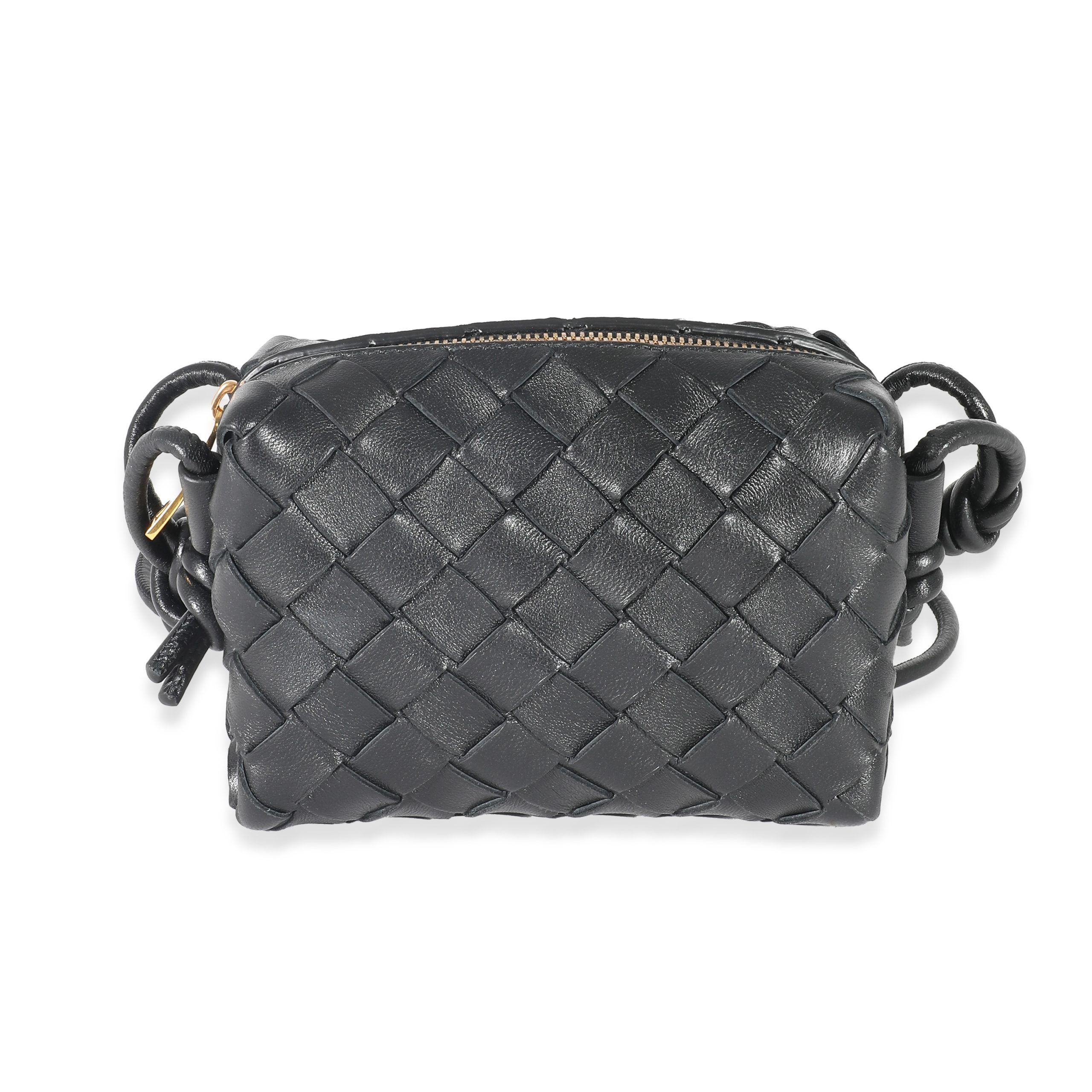 image of Bottega Veneta Black Intrecciato Candy Loop Bag, Women's