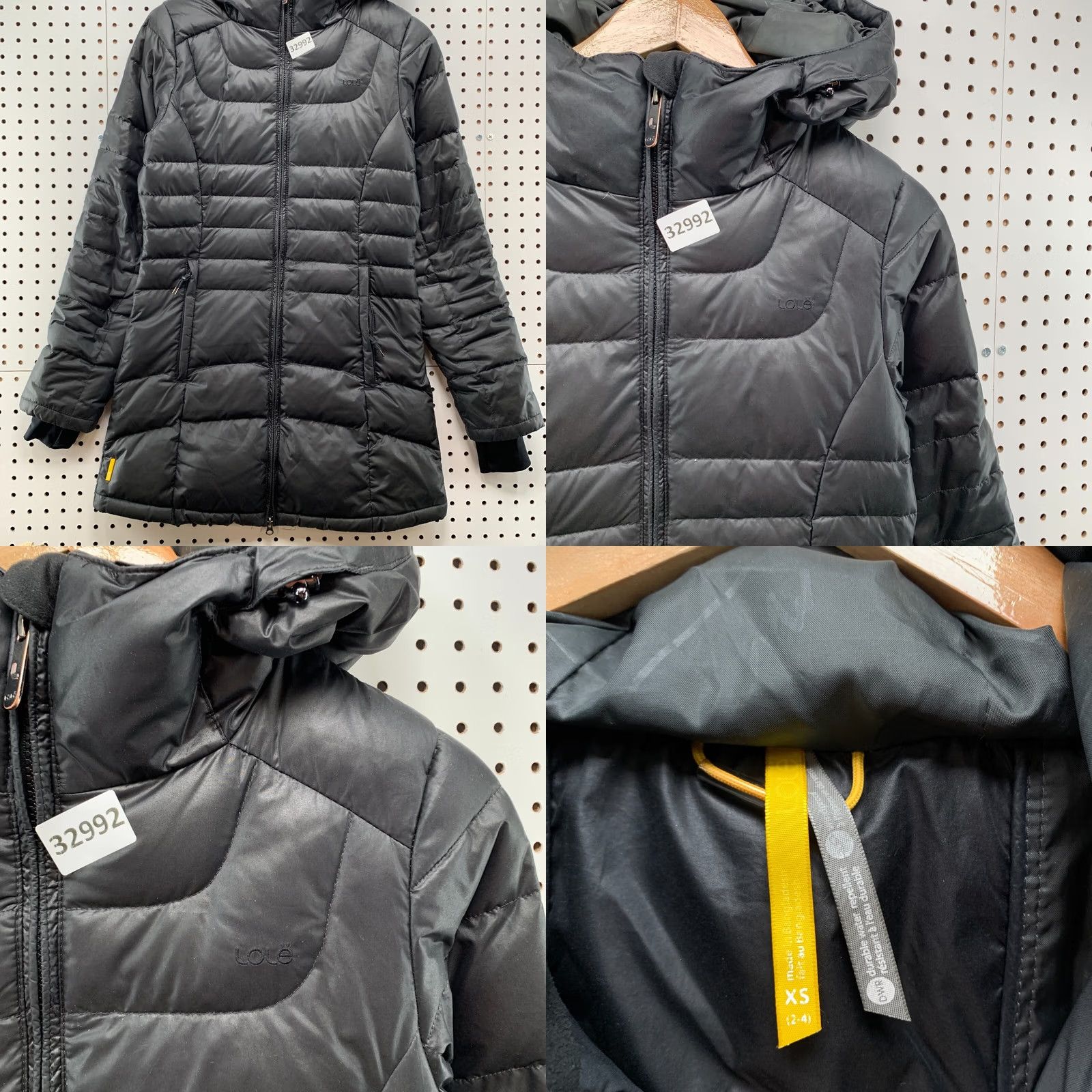 Vintage LOLE Womens Puffer Coat Black XS Long Hooded Down Jacket Size XS / US 0-2 / IT 36-38 - 8 Thumbnail