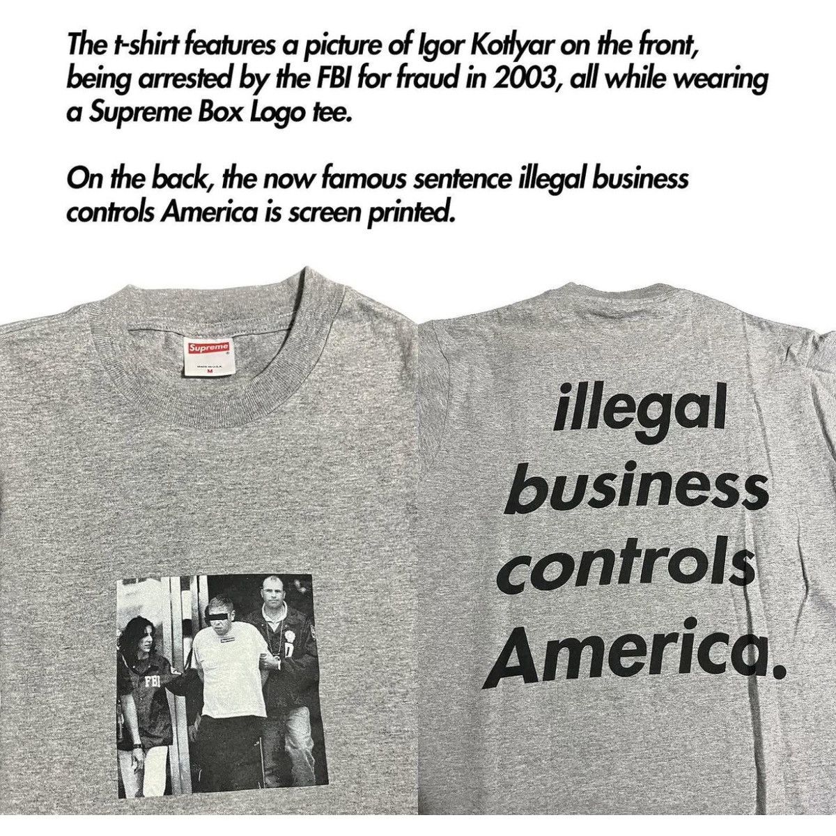 Supreme Supreme Illegal Business Control Tee Size US XL / EU 56 / 4 - 10 Thumbnail