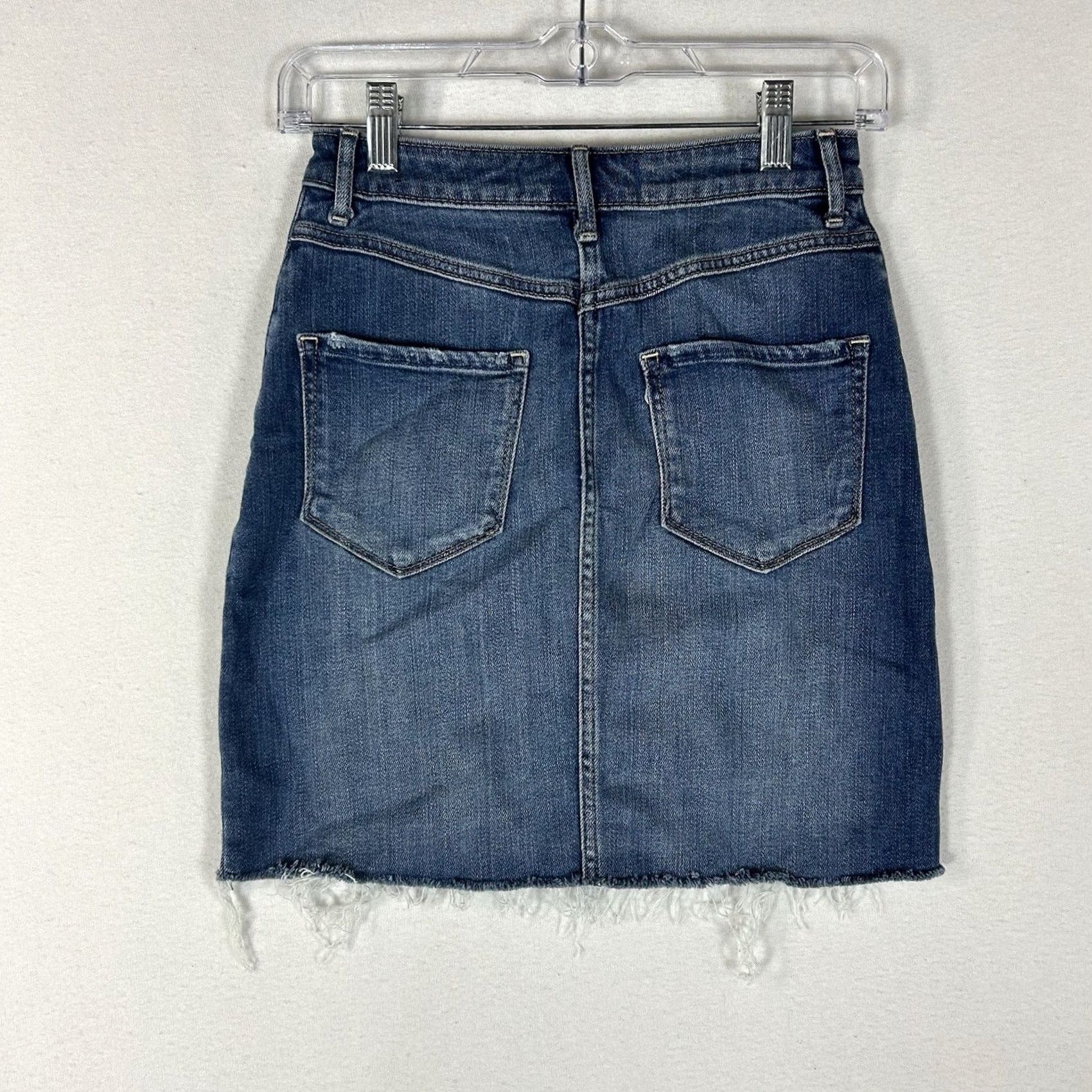 Abercrombie & Fitch Abercrombie & Fitch Denim Skirt Womens 24 Blue Faded Snap Button A-line Short Size 42" / US 20 - 6 Thumbnail