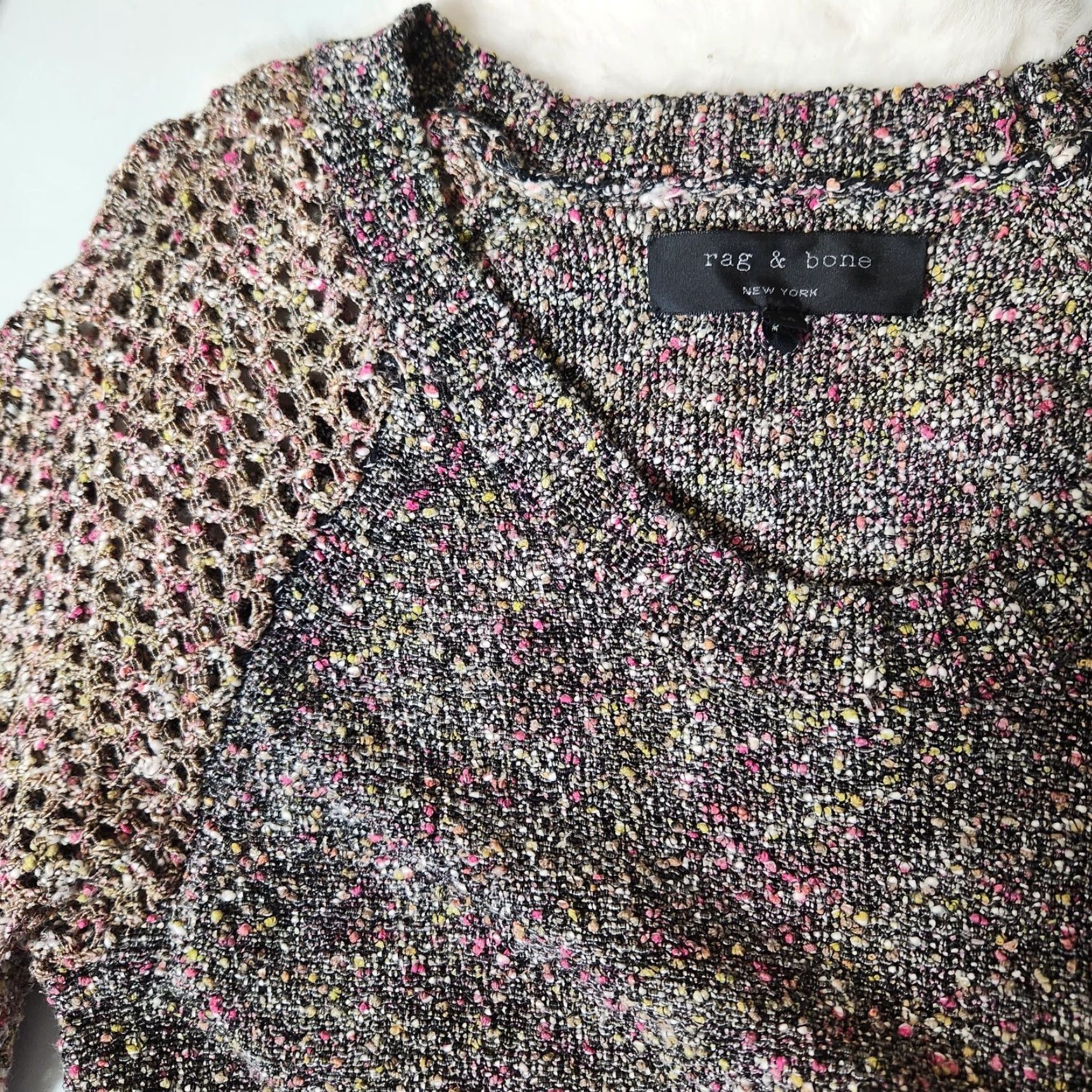Rag & Bone rag & bone Confetti Open Knit Raglan Sleeve Pullover-Size M Women Knit Medium weight Round Neck Multicolor Size M / US 6-8 / IT 42-44 - 7 Thumbnail