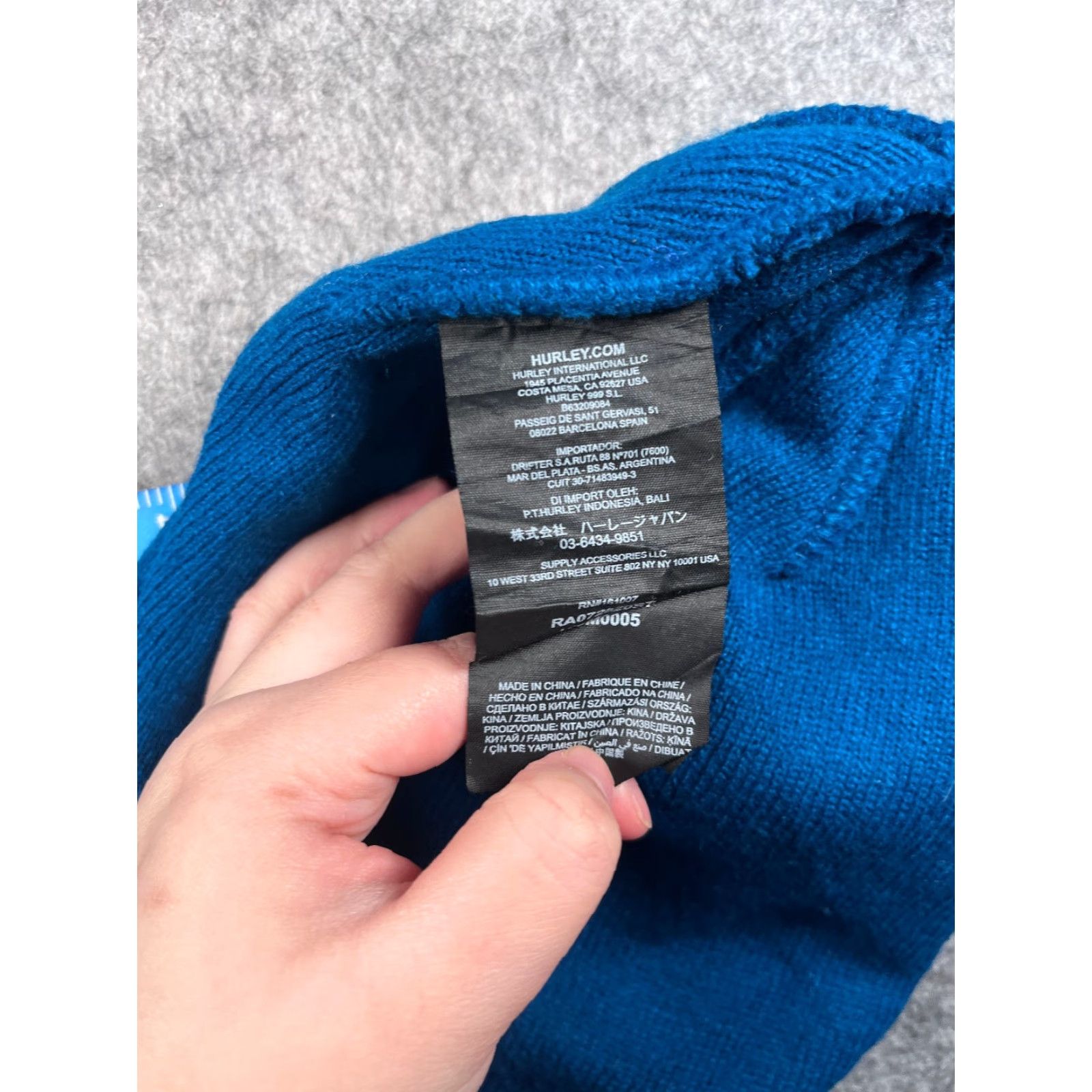 Hurley Hurley Beanie Adult One Size Blue Knit Acrylic Outdoor Ski Mens Size ONE SIZE - 7 Thumbnail
