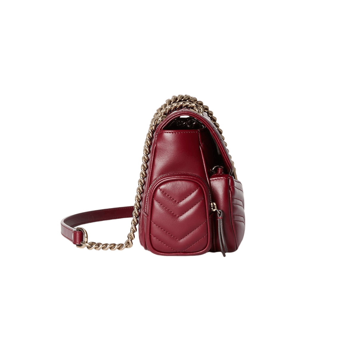Gucci GUCCI GG Marmont Medium Red Leather Shoulder Bag Size ONE SIZE - 4 Thumbnail