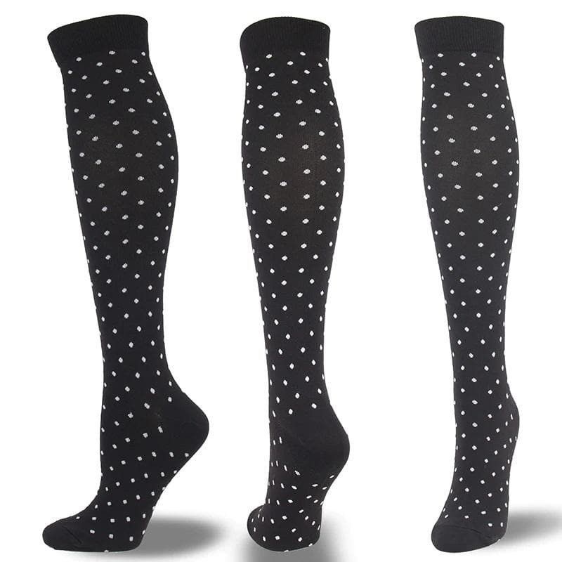 Other Polka Dot Knee-High Compression Socks Black & White Size ONE SIZE - 1 Thumbnail