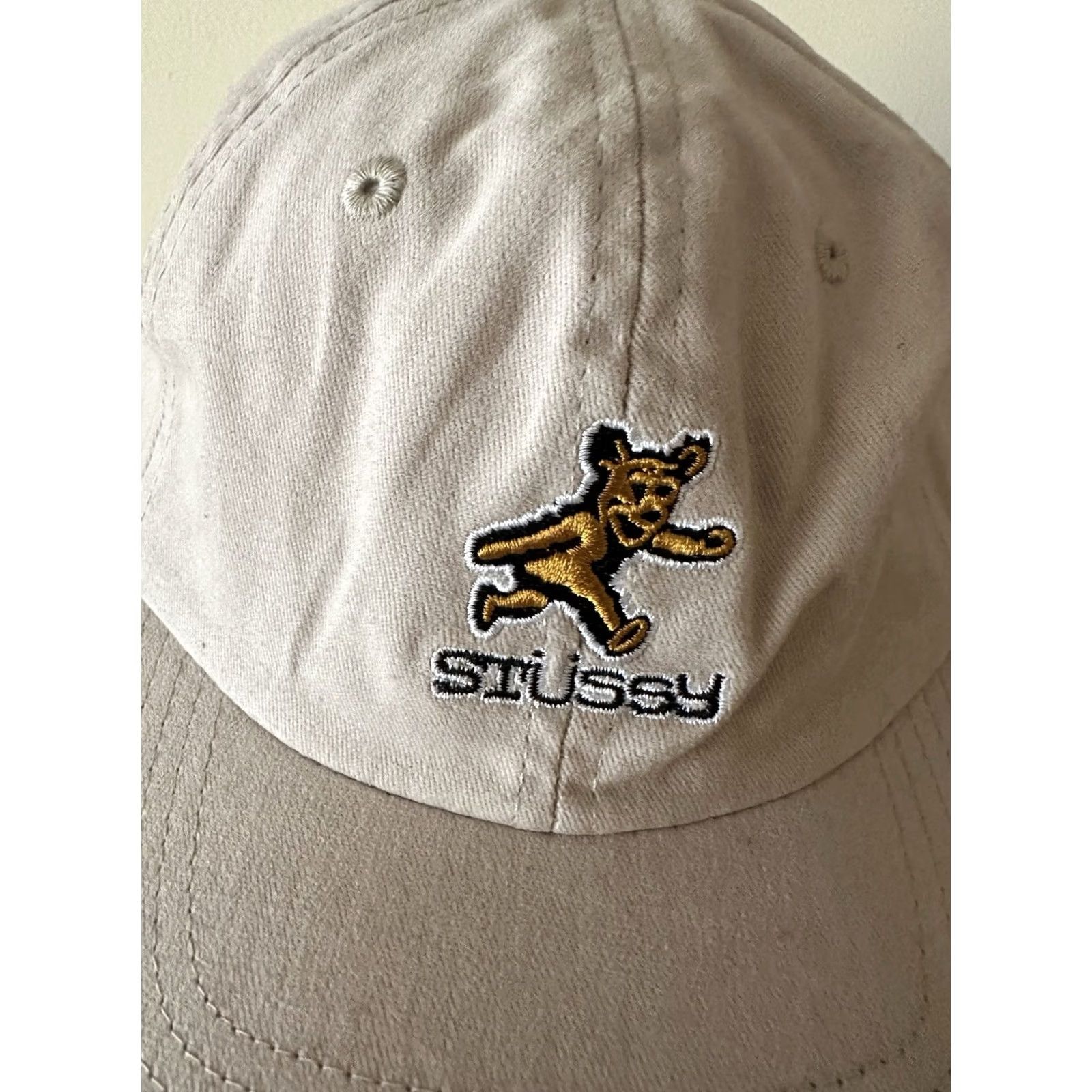 Vintage Stussy Strapback Cap - Beige, One Size, Adjustable, Knit, 80s 90s City Hip Hop Designer Cap Mens Boys Accessories, Beige Size ONE SIZE - 3 Thumbnail
